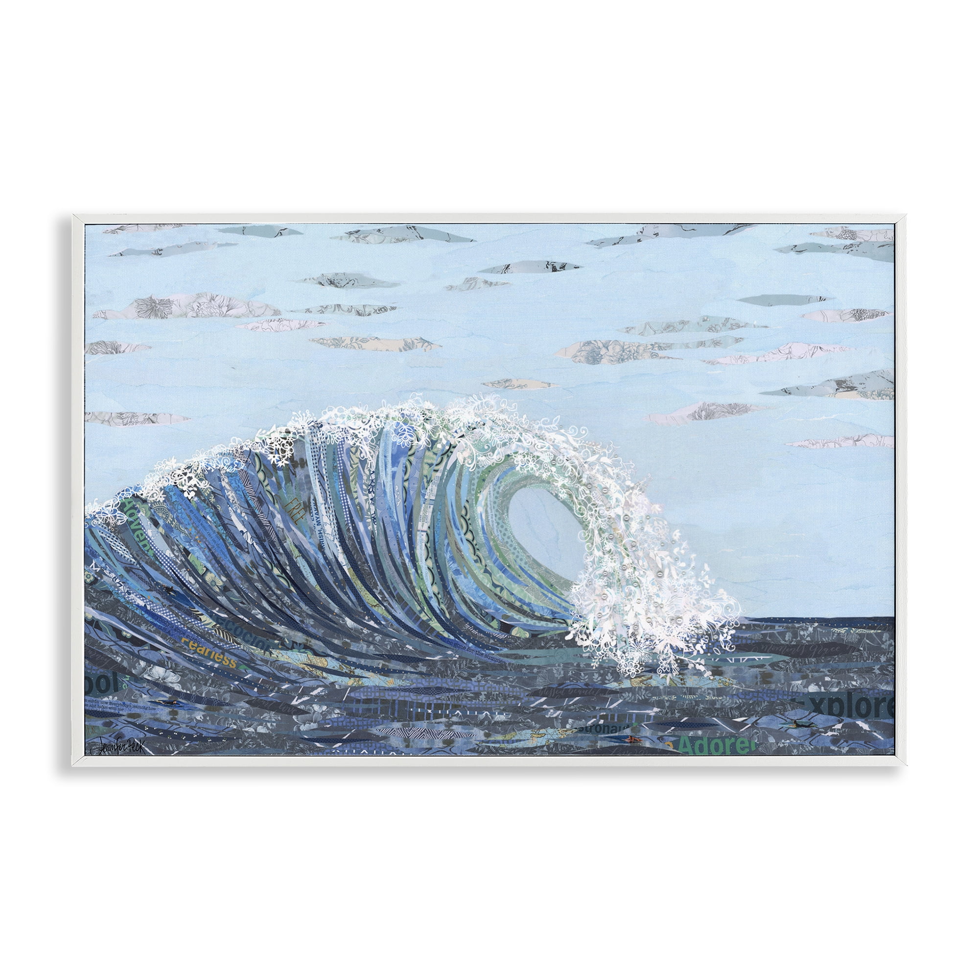 Stupell Industries Big Kahuna Wave Landscape Painting White Framed Art Print Wall Art, 18 x 12