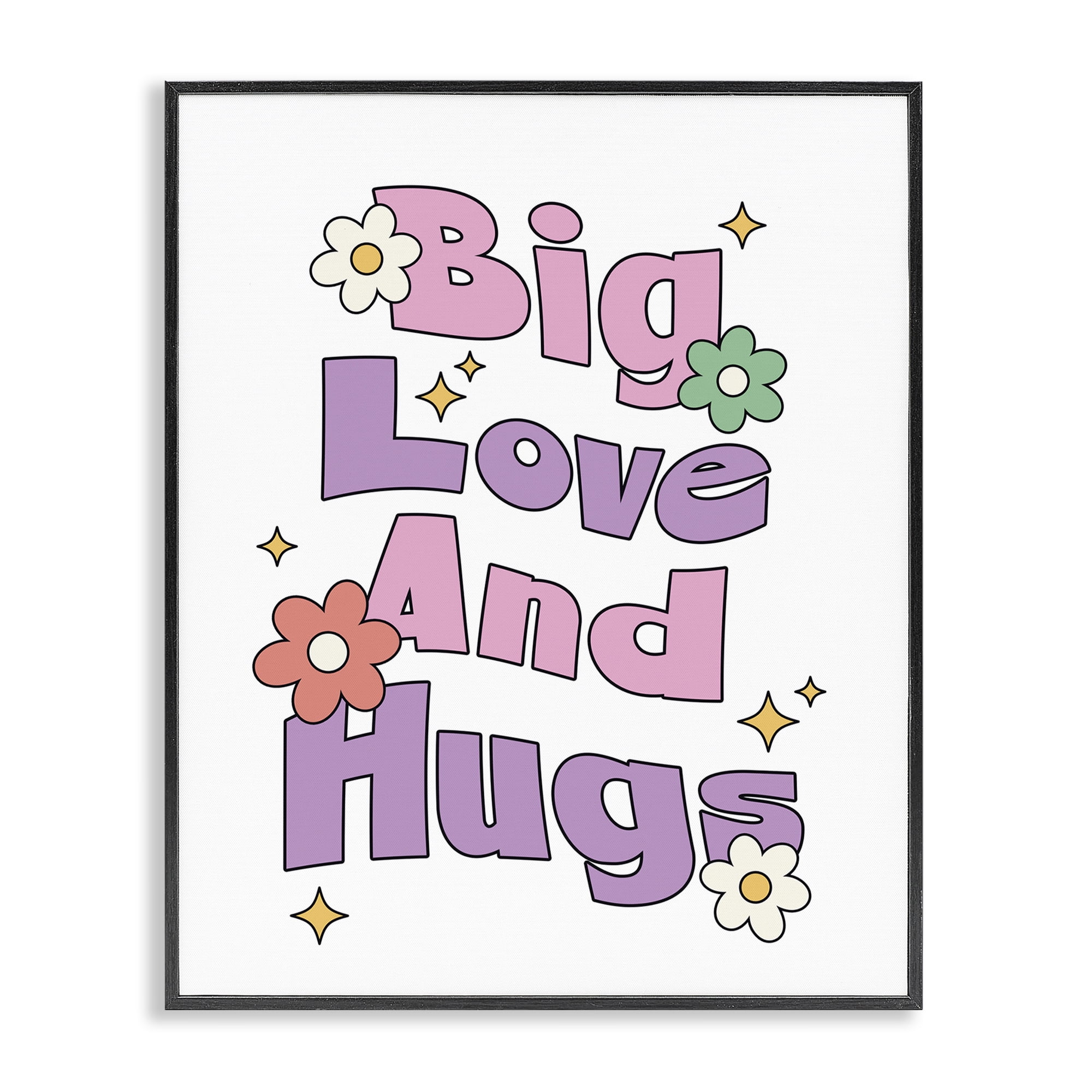 Stupell Industries Big Love And Hugs Plants & Flowers Painting Black Framed Art Print Wall Art, 16 x 20