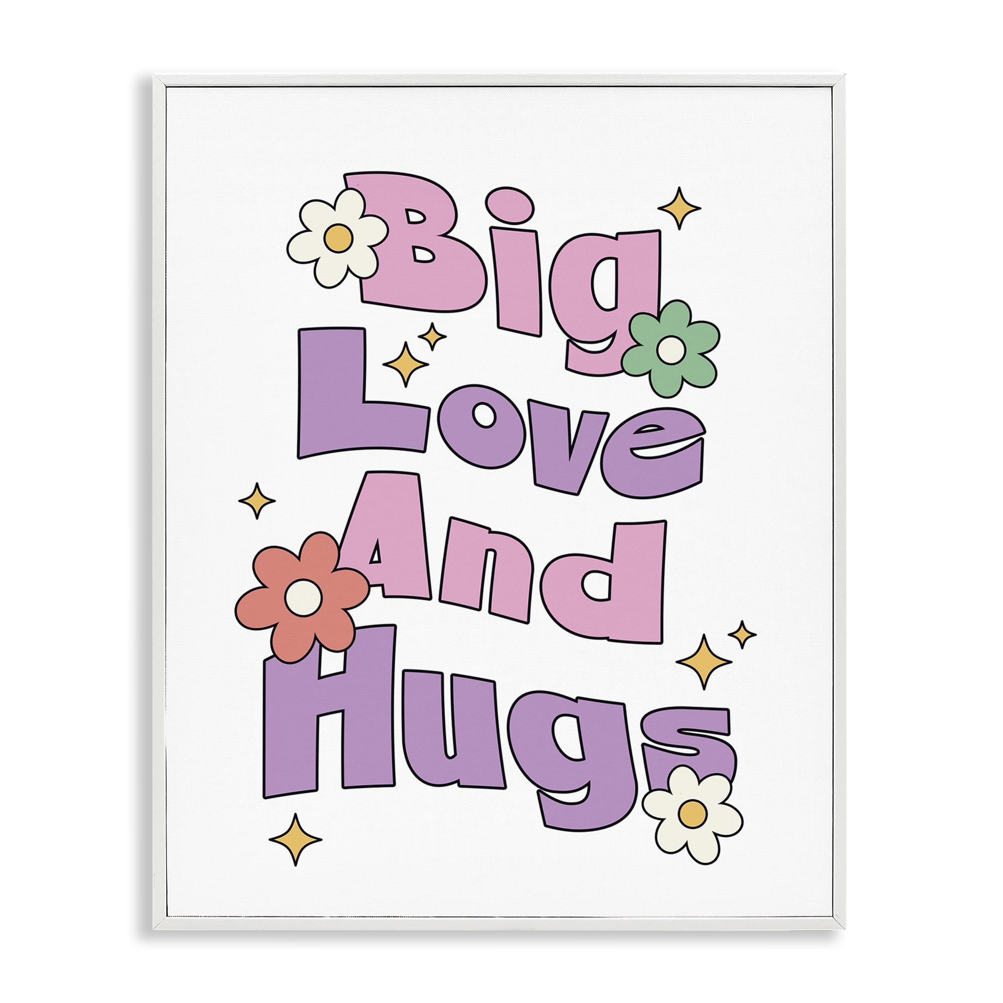 Stupell Industries Big Love And Hugs Plants & Flowers Painting White Framed Art Print Wall Art, 16 x 20