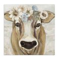 thumbnail image 1 of Stupell Industries Rustic Lodge Big Nose Boho Farm Cow Daisy Flower Crown Canvas Art, 17 x 17, by Jeanette Vertentes, 1 of 7