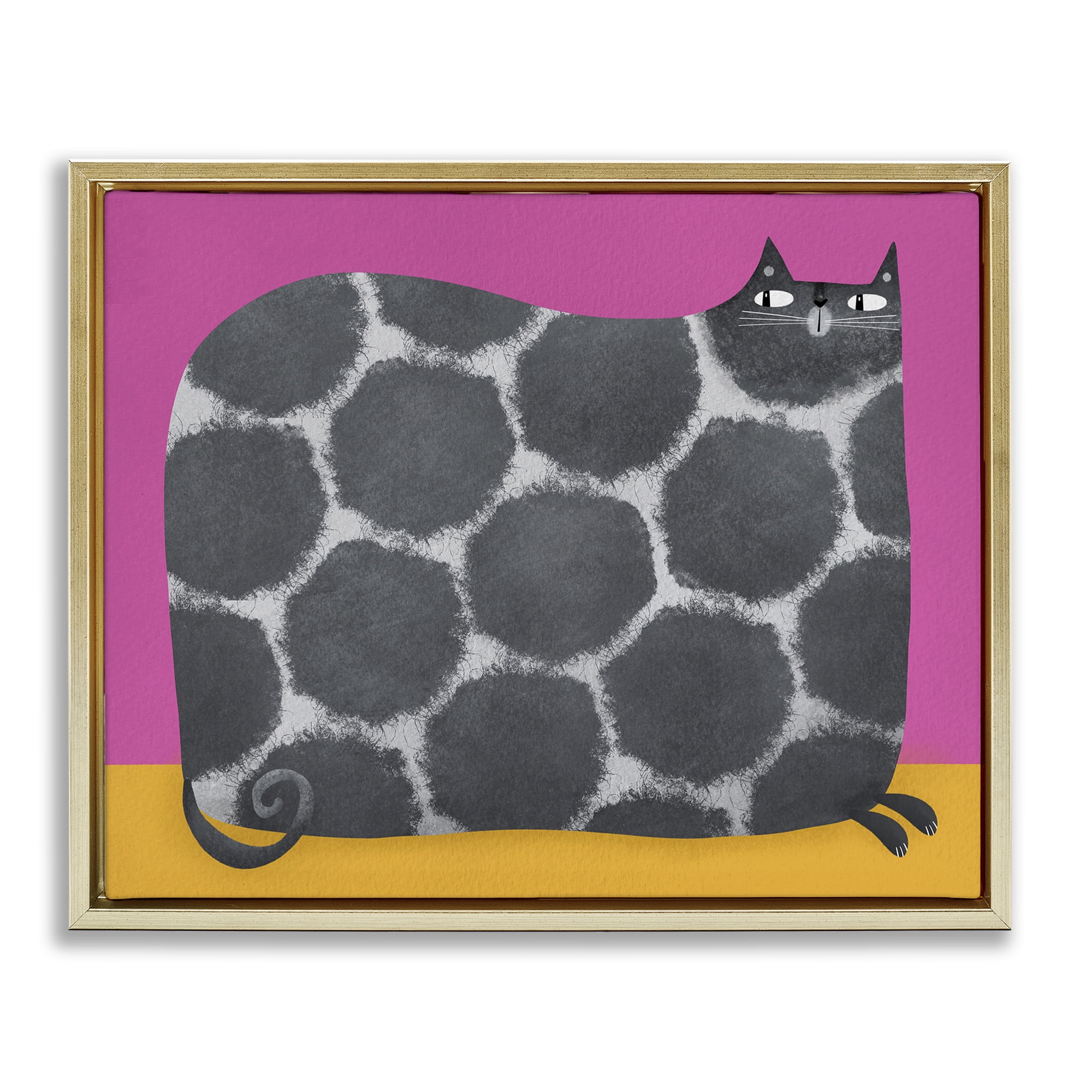 Stupell Industries Big Spots on Cat Gold Framed Floater Canvas Wall Art, design by Gabriela Avila
