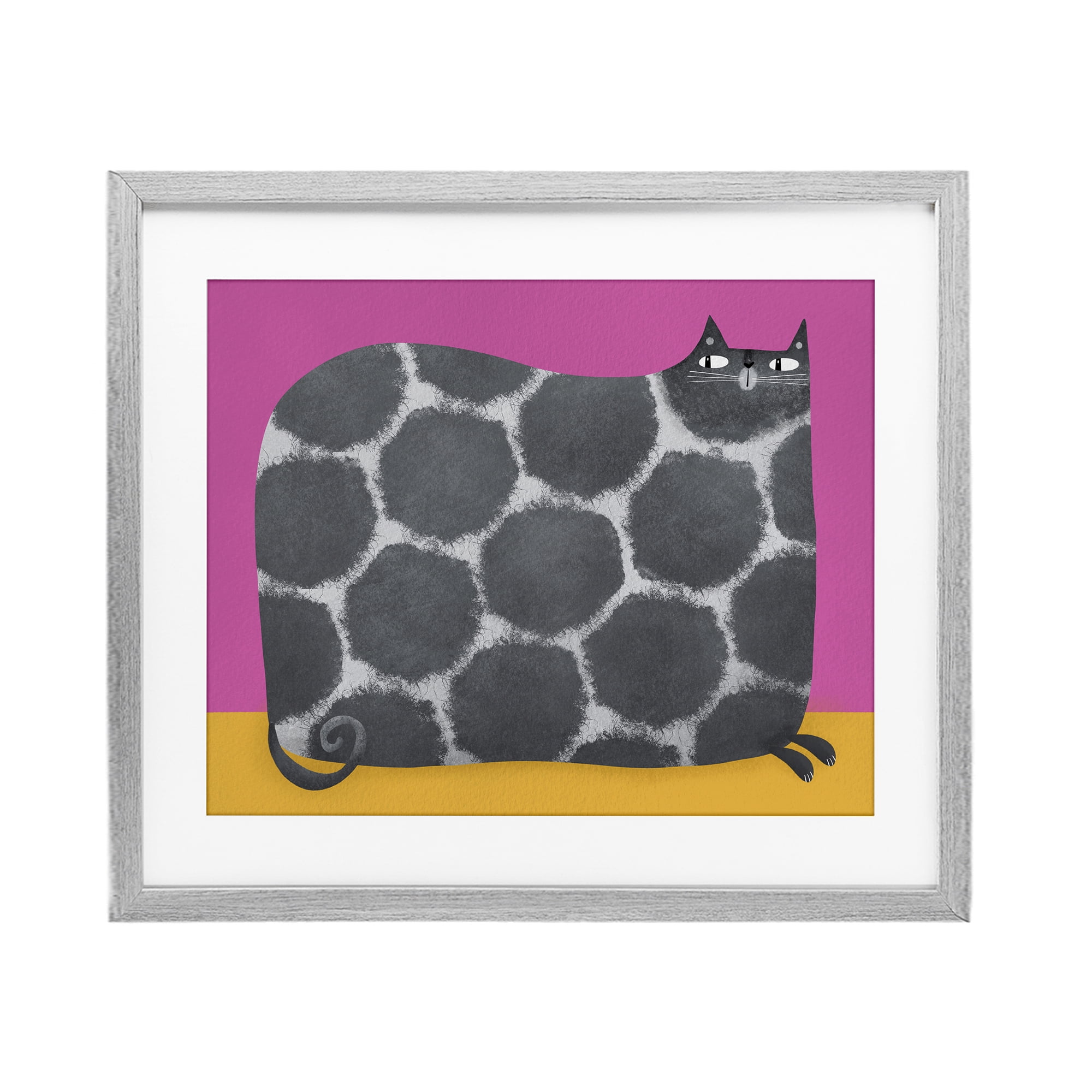 Stupell Industries Big Spots on Cat Gray Framed Print Under Glass, design by Gabriela Avila