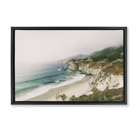 Stupell Industries Big Sur Coast View Landscape & Nature Photography Black Floater Framed Canvas Art Print Wall Art, 25 x 17