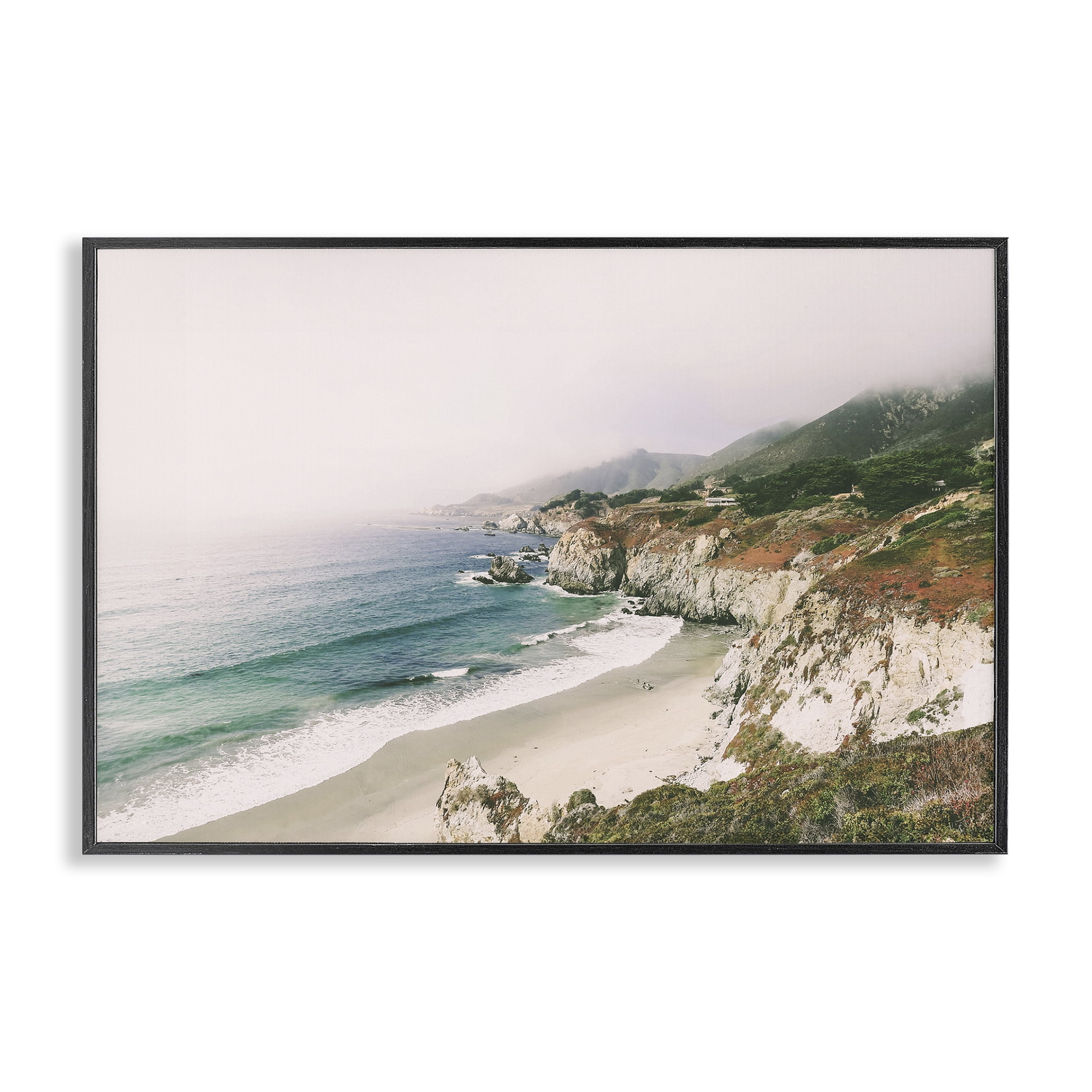 Stupell Industries Big Sur Coast View Landscape & Nature Photography Black Framed Art Print Wall Art, 30 x 20