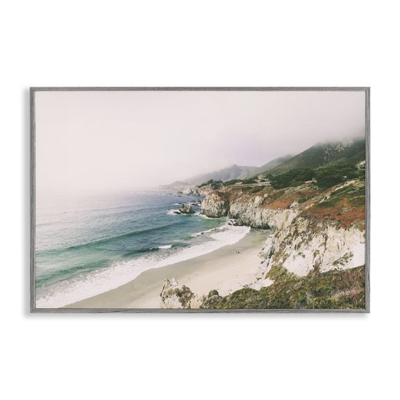 Stupell Industries Big Sur Coast View Landscape & Nature Photography Gray Framed Art Print Wall Art, 30 x 20