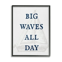 Stupell Industries Big Waves Nautical Phrase Transportation Painting Black Framed Art Print Wall Art, 11 x 14