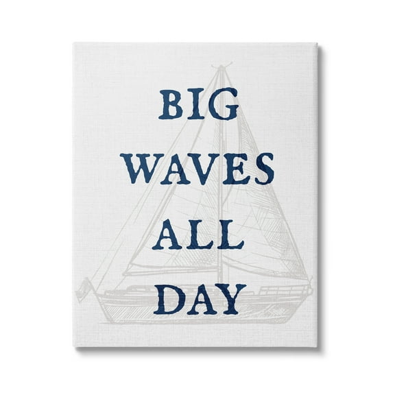 Stupell Industries Big Waves Nautical Phrase Transportation Painting Gallery Wrapped Canvas Art Print Wall Art, 16 x 20