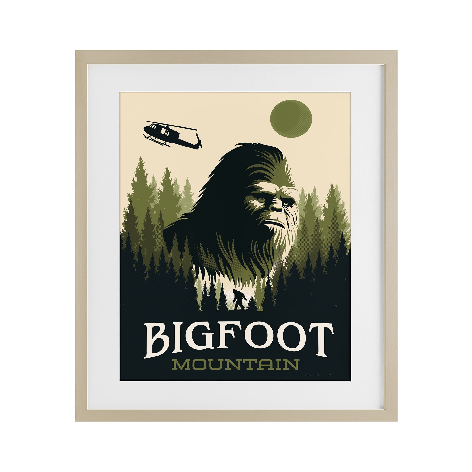 Stupell Industries Bigfoot Mountain Forest Birch Framed Print Under Glass, design by Omar Escalante