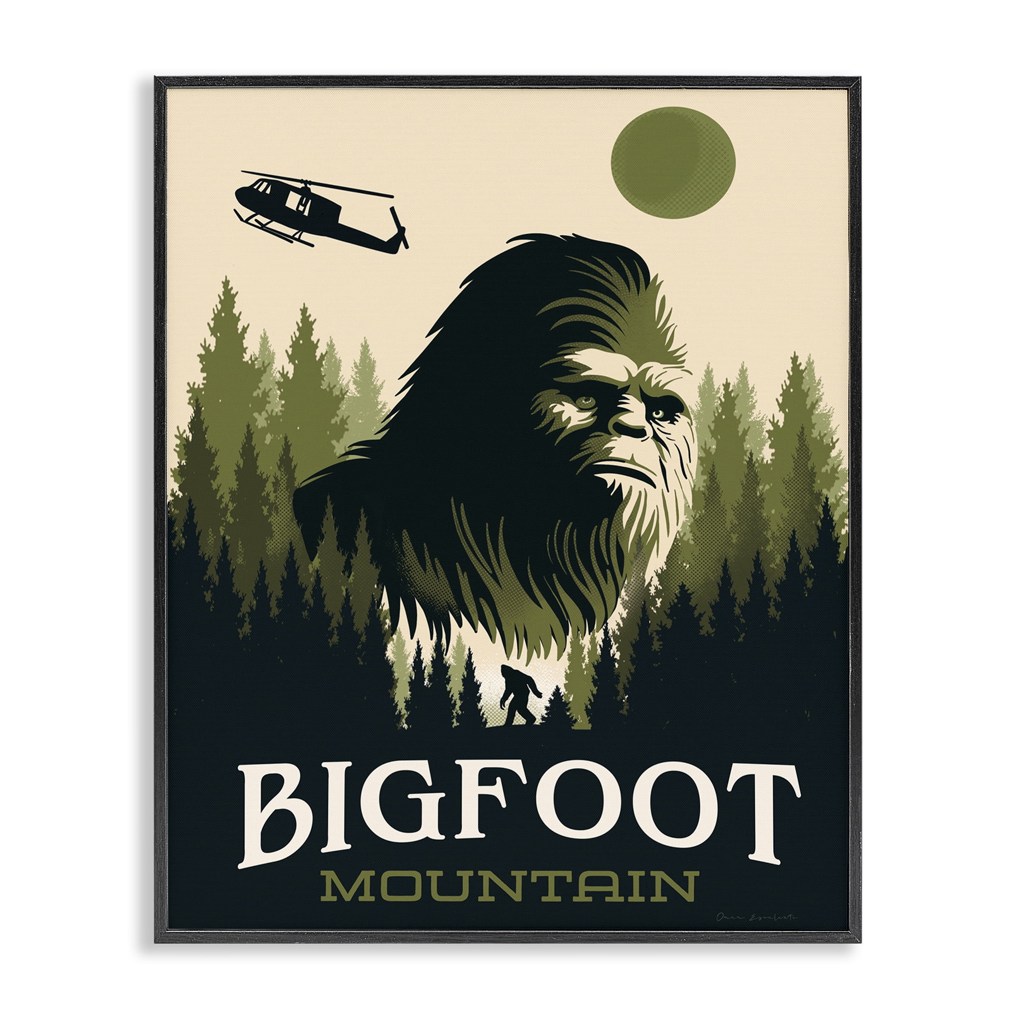 Stupell Industries Bigfoot Mountain Forest Black Framed Giclee Art, design by Omar Escalante