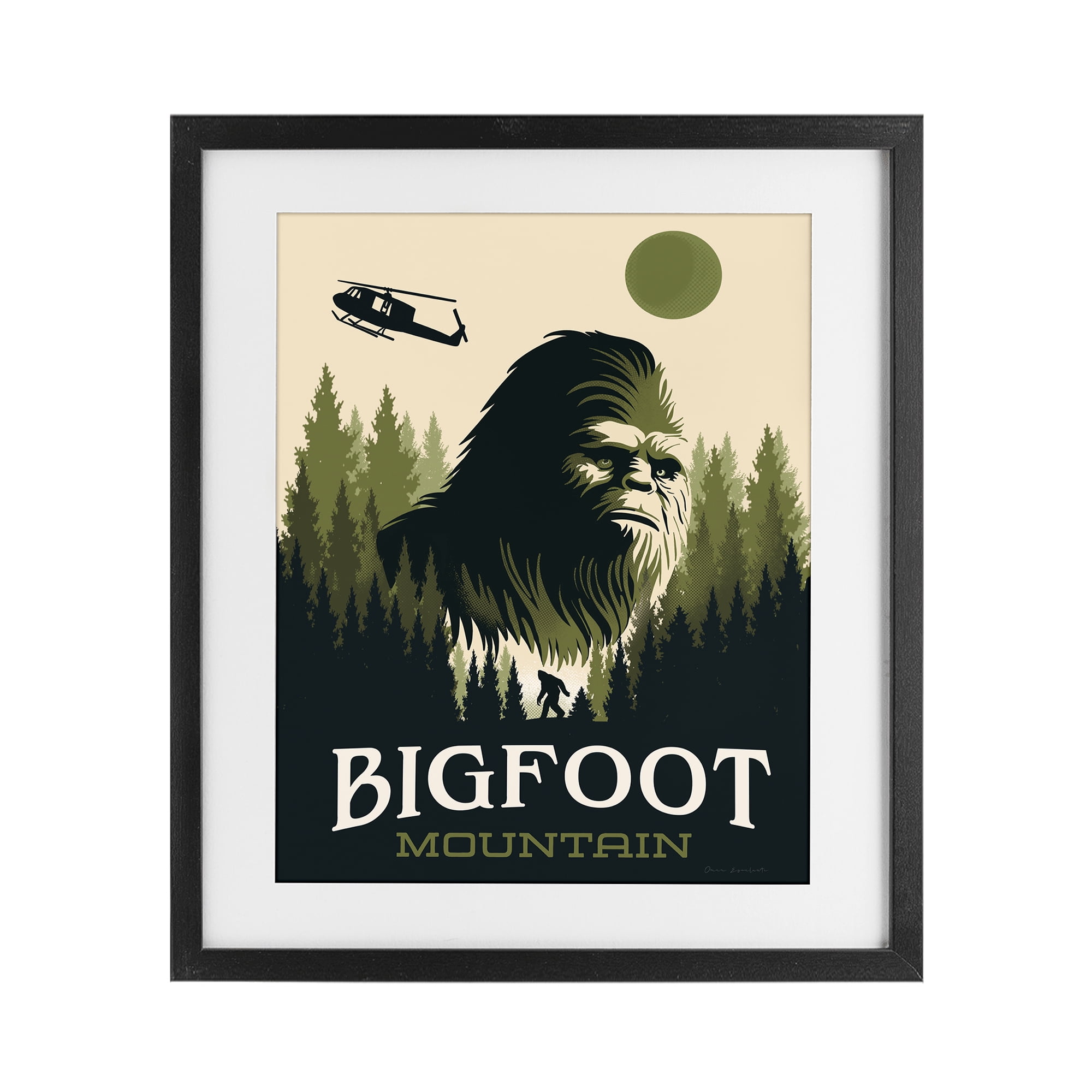 Stupell Industries Bigfoot Mountain Forest Black Framed Print Under Glass, design by Omar Escalante