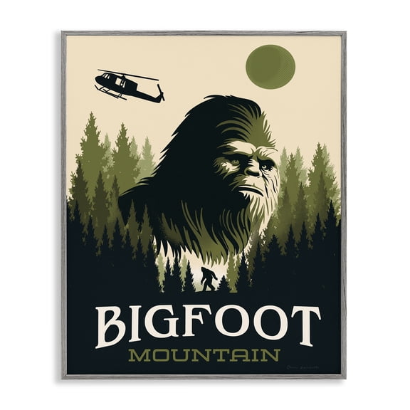 Stupell Industries Bigfoot Mountain Forest Gray Framed Giclee Art, design by Omar Escalante