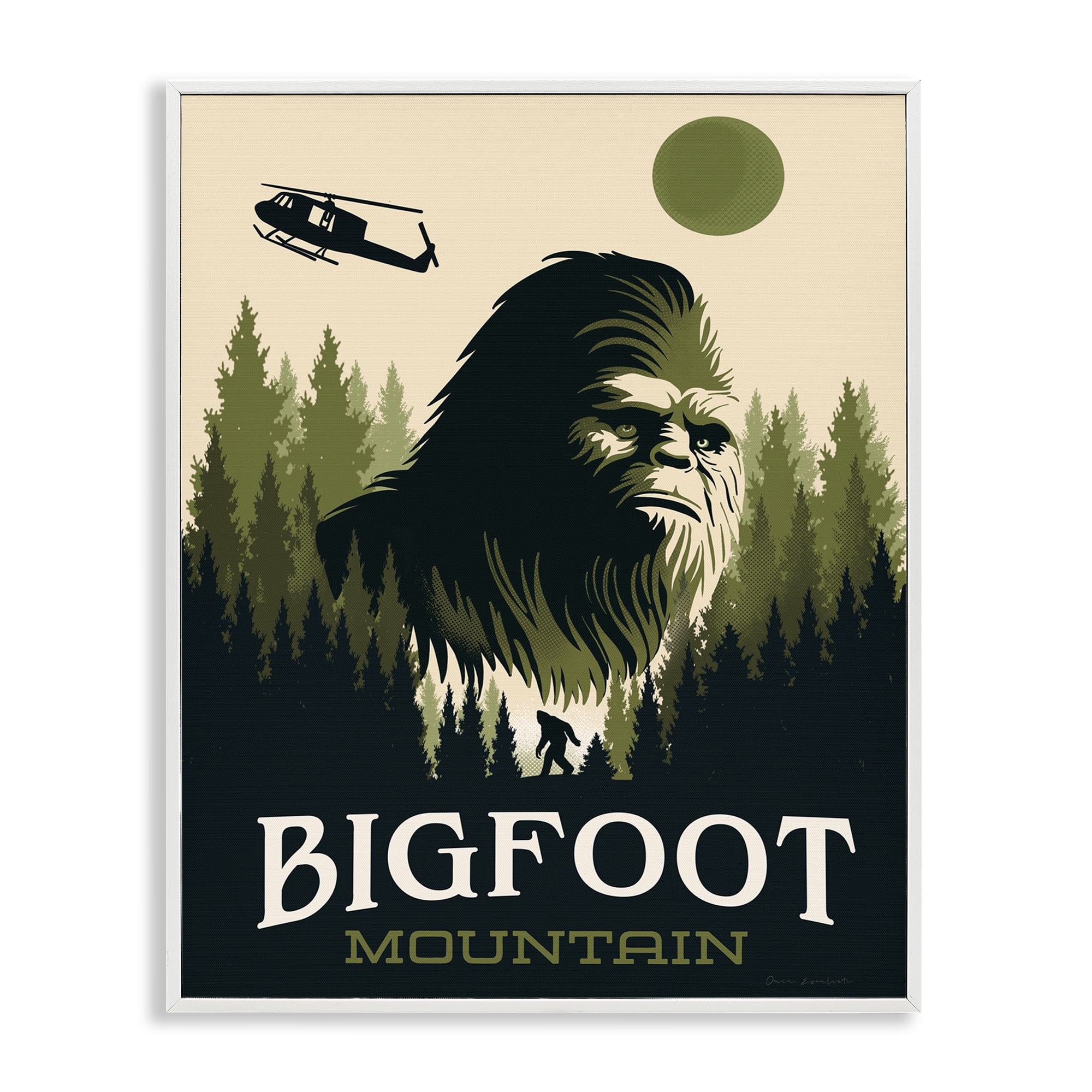 Stupell Industries Bigfoot Mountain Forest White Framed Giclee Art, design by Omar Escalante