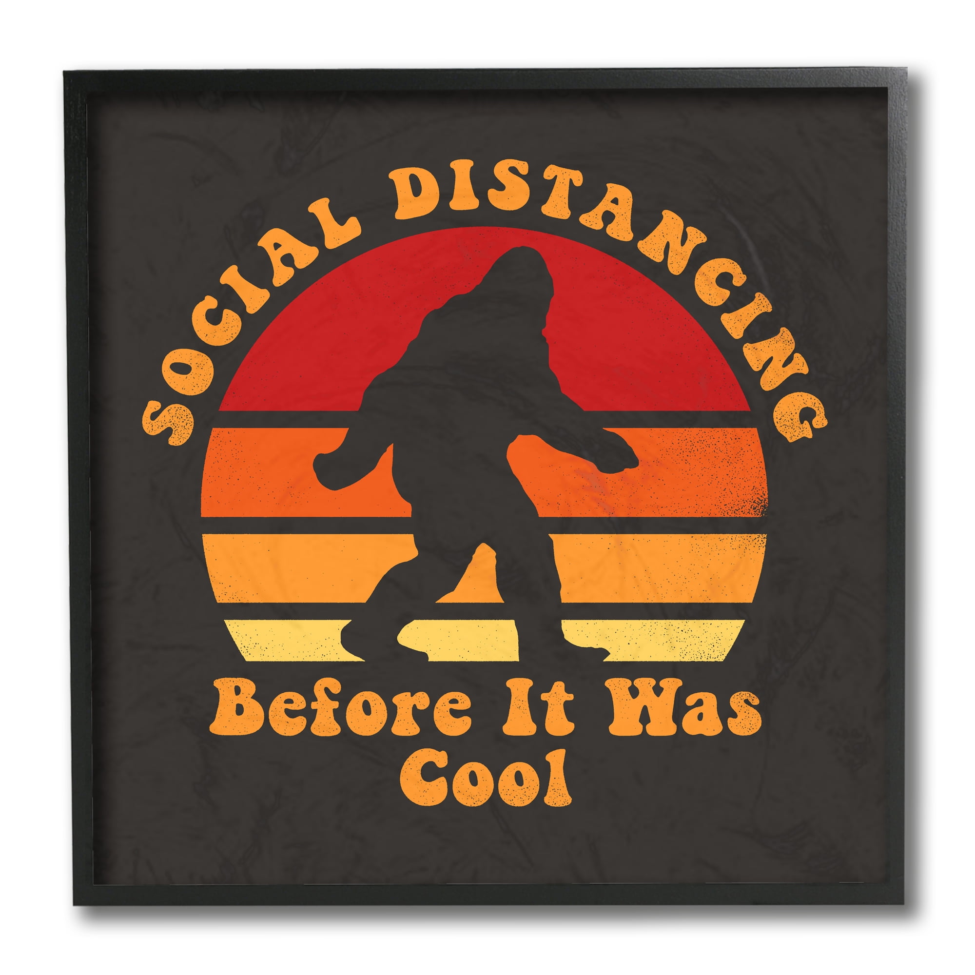 Stupell Industries Bigfoot Social Distancing Mythical Pun Red Brown Black Framed by Buck Wear