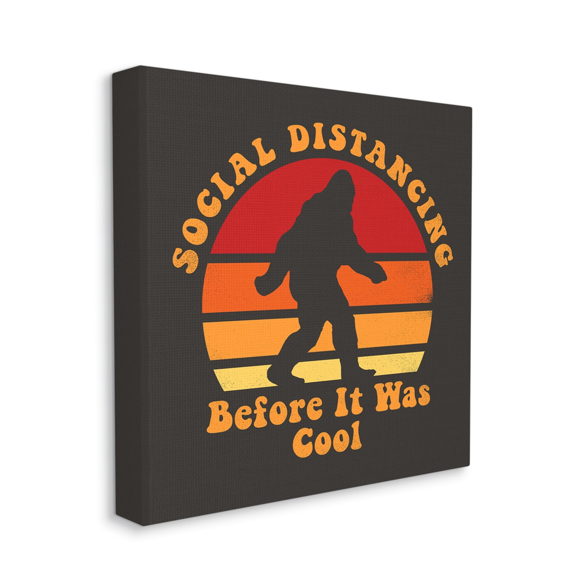Stupell Industries Bigfoot Social Distancing Mythical Pun Red Brown Canvas Wall Art by Buck Wear