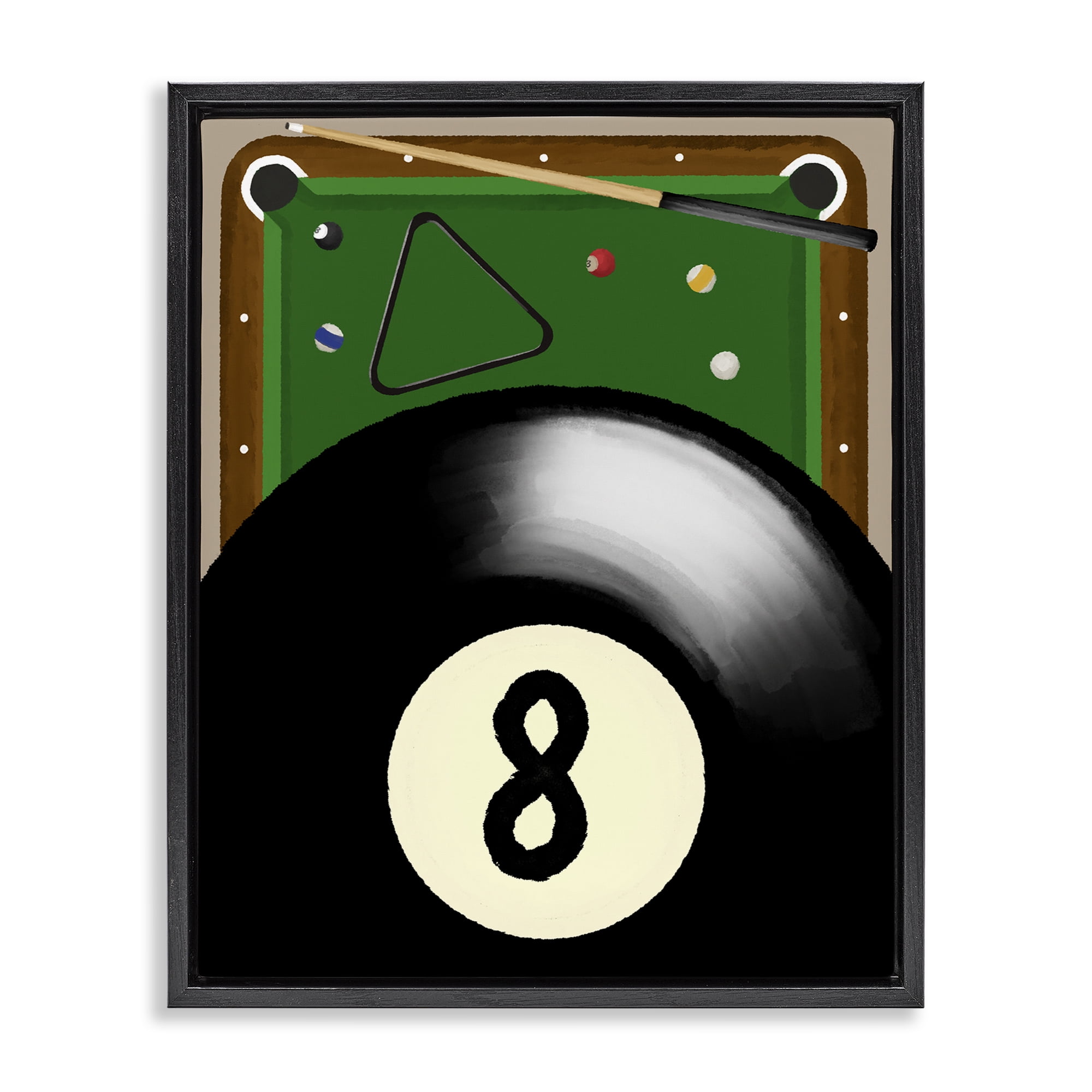 Stupell Industries Billiard Table & Balls Black Framed Floater Canvas Wall Art, design by Jennifer Stith