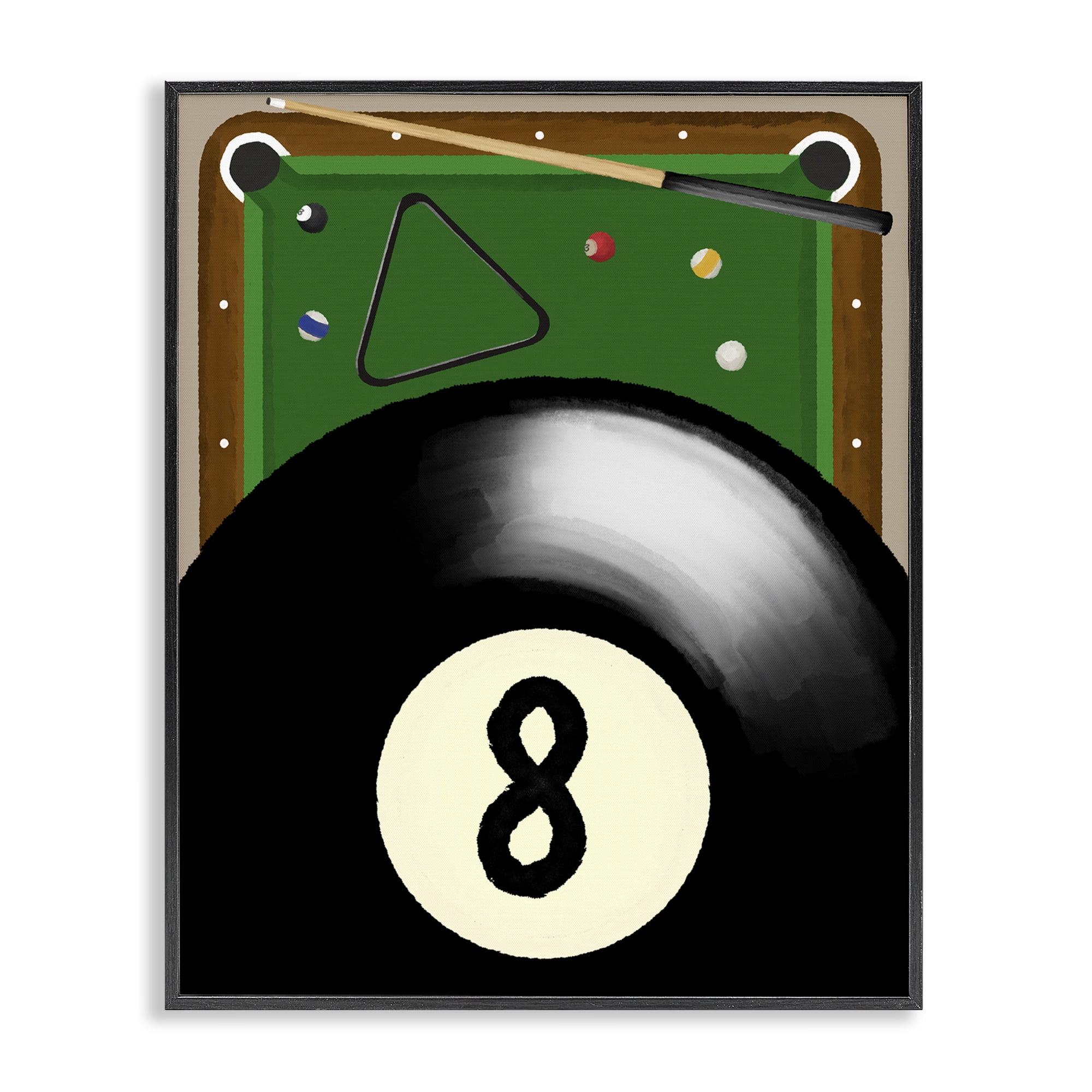 Stupell Industries Billiard Table & Balls Black Framed Giclee Art, design by Jennifer Stith