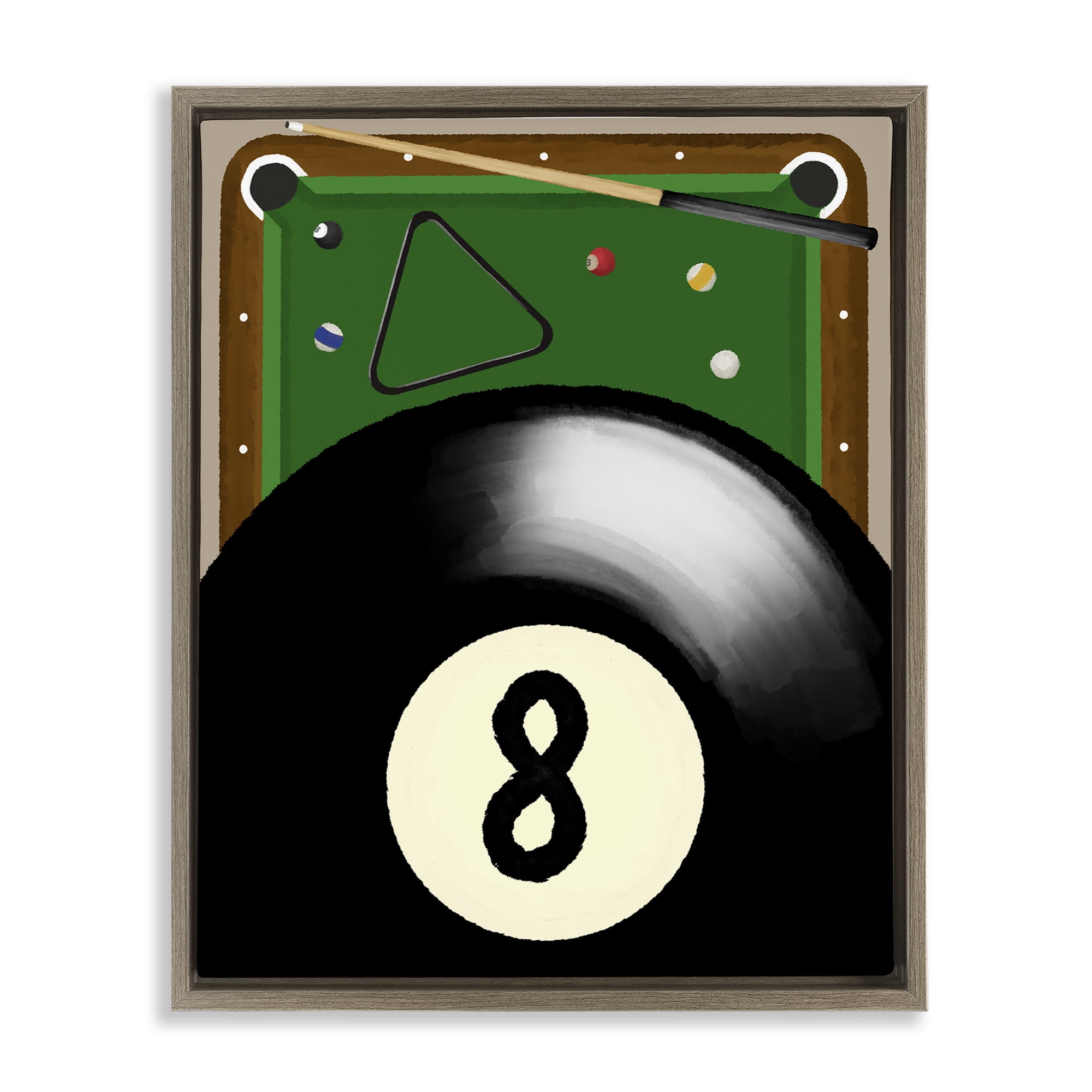 Stupell Industries Billiard Table & Balls Brown Framed Floater Canvas Wall Art, design by Jennifer Stith