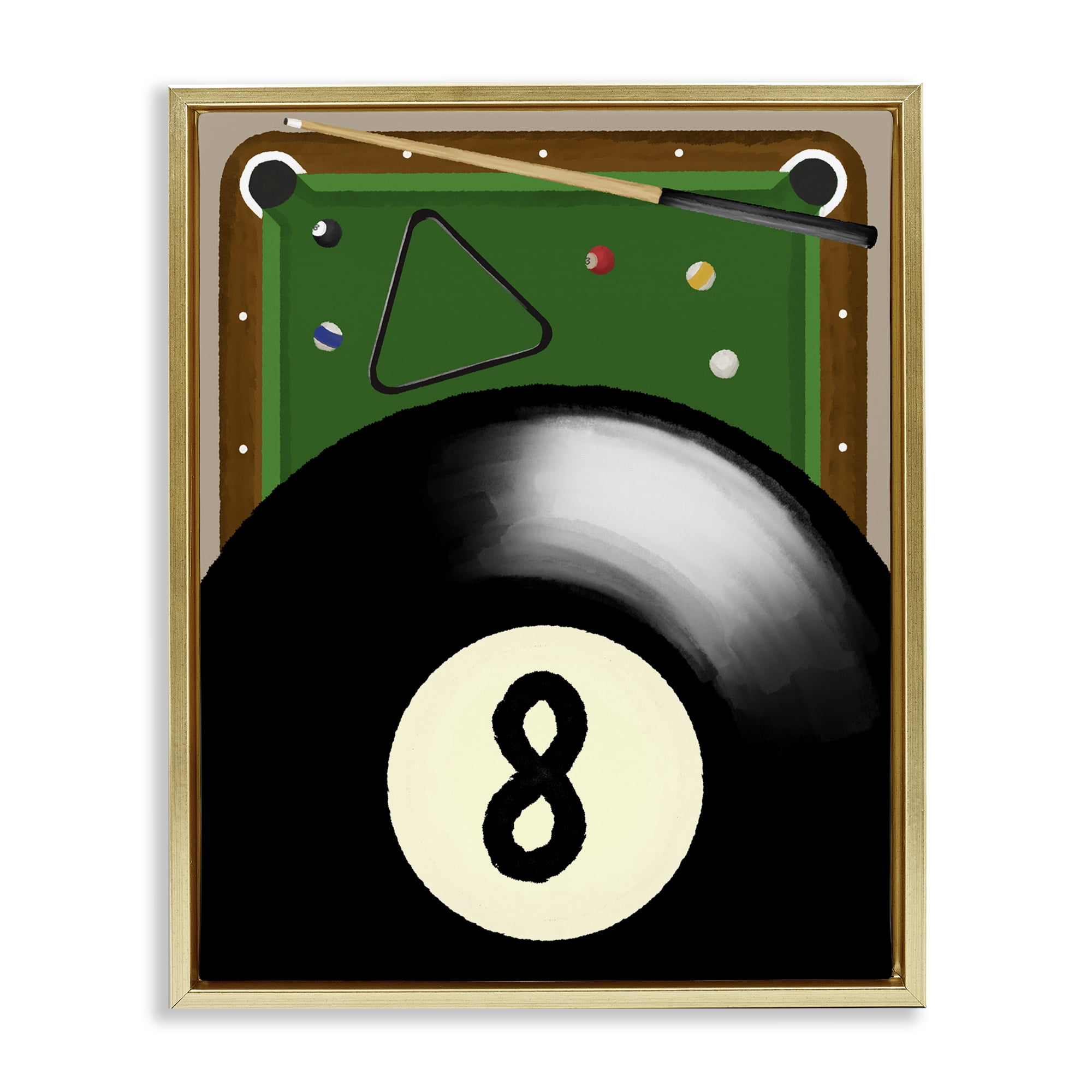 Stupell Industries Billiard Table & Balls Gold Framed Floater Canvas Wall Art, design by Jennifer Stith