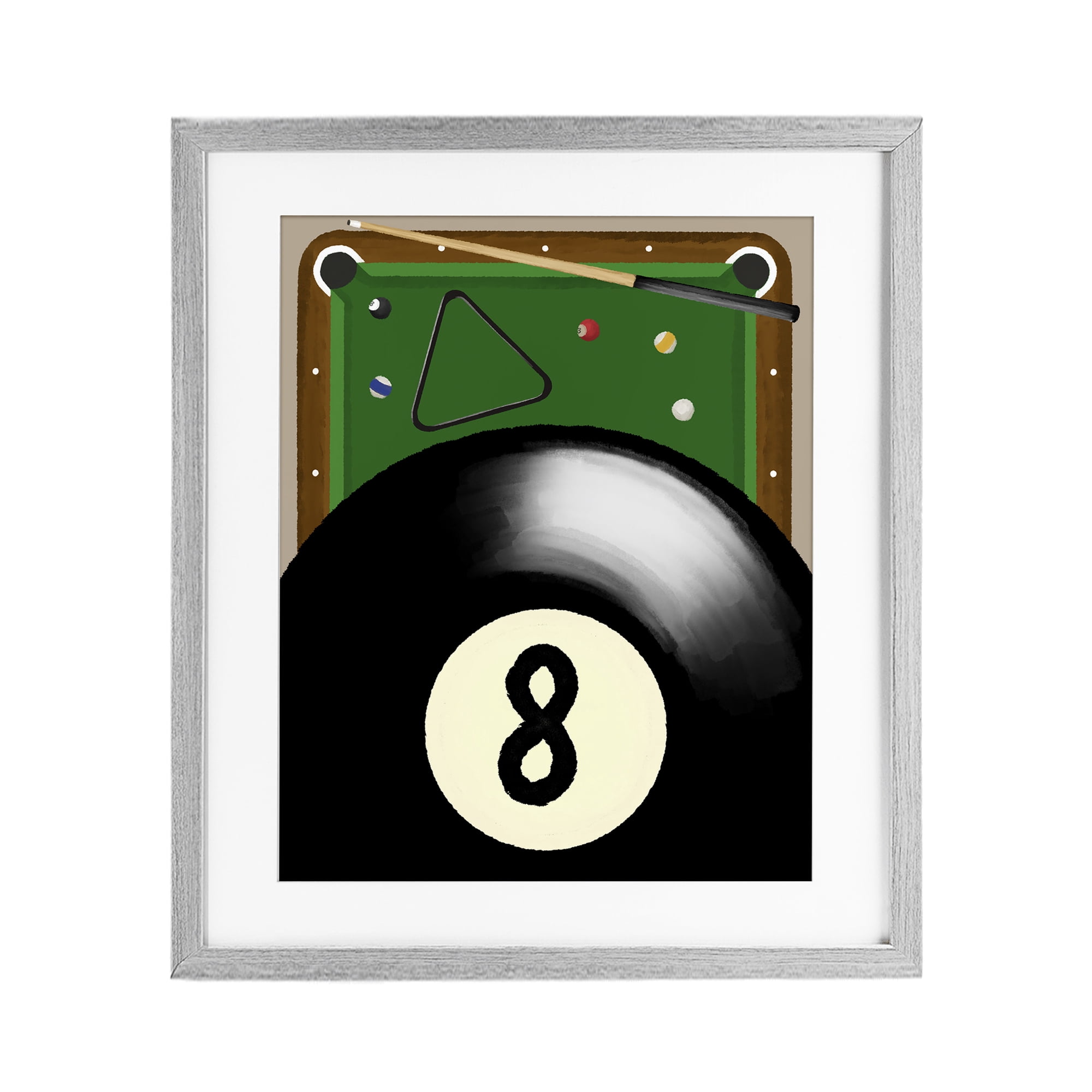 Stupell Industries Billiard Table & Balls Gray Framed Print Under Glass, design by Jennifer Stith