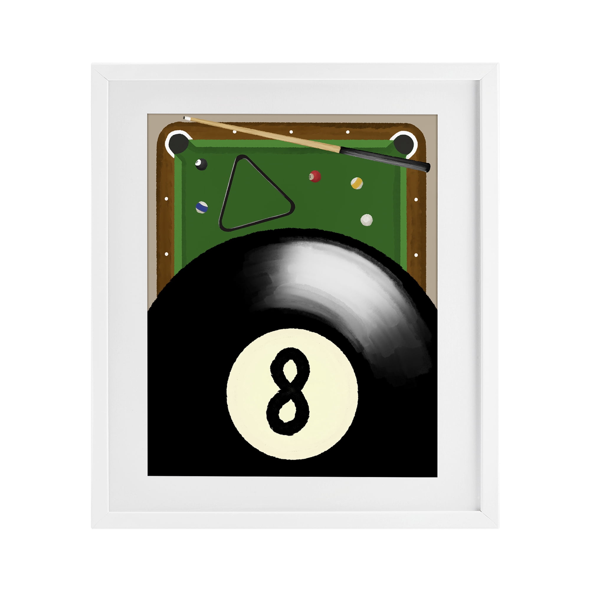Stupell Industries Billiard Table & Balls White Framed Print Under Glass, design by Jennifer Stith