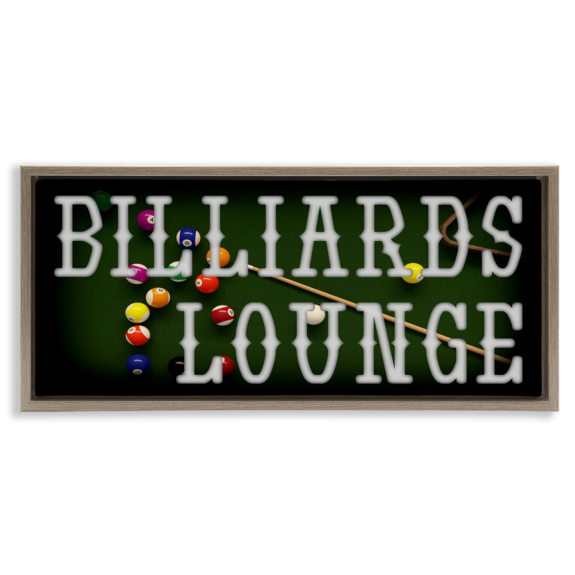 Stupell Industries Billiards Lounge Recreation Brown Framed Floater Canvas Wall Art, design by Marcus Prime