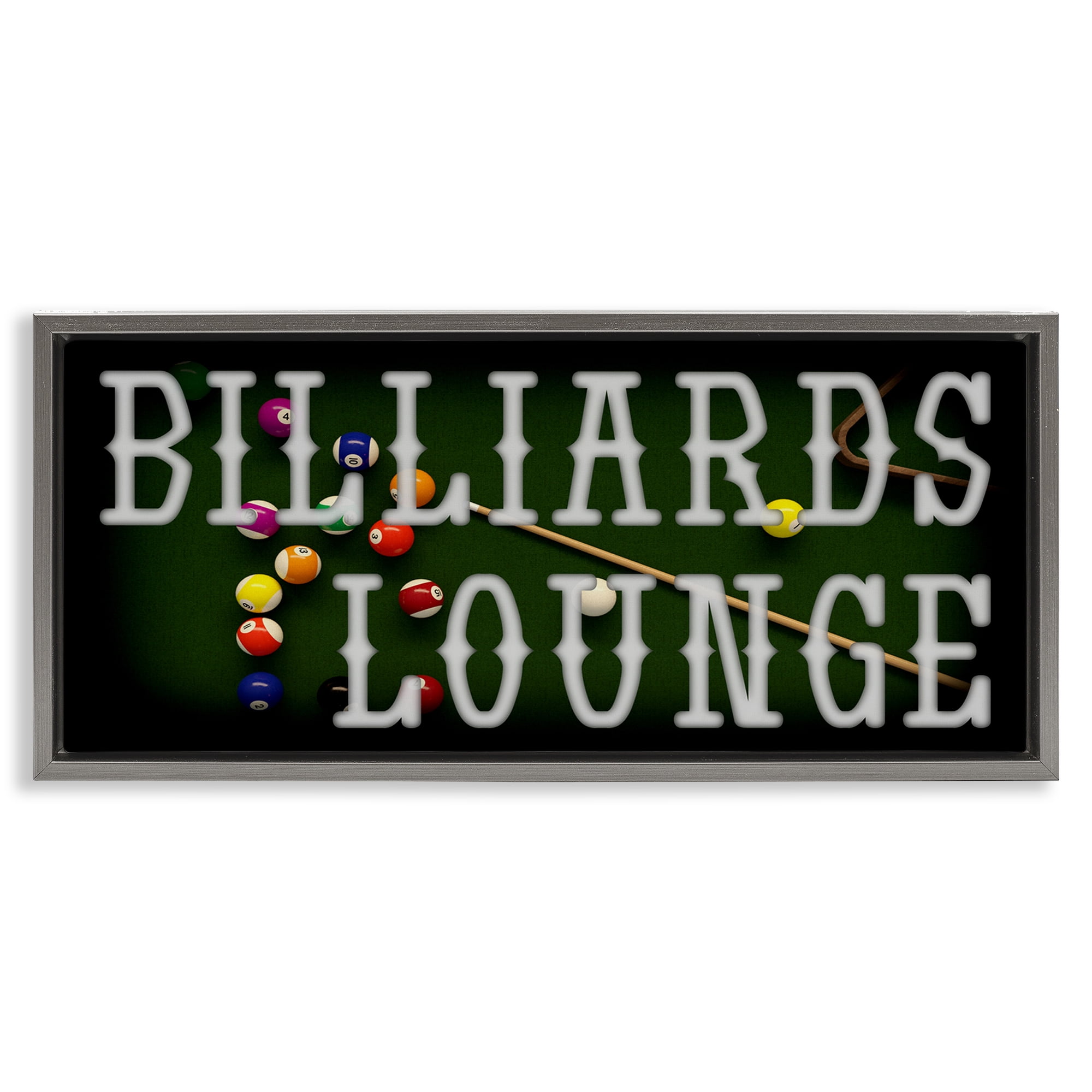 Stupell Industries Billiards Lounge Recreation Gray Framed Floater Canvas Wall Art, design by Marcus Prime