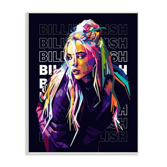 Stupell Industries Billie Eilish Modern Abstract Geometric Portrait Famous Figure, 13 x 19, Design by Birch&Ink