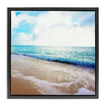 Stupell Industries Billowing Beach Wave Nautical & Beach Photography Black Floater Framed Canvas Art Print Wall Art, 18 x 18