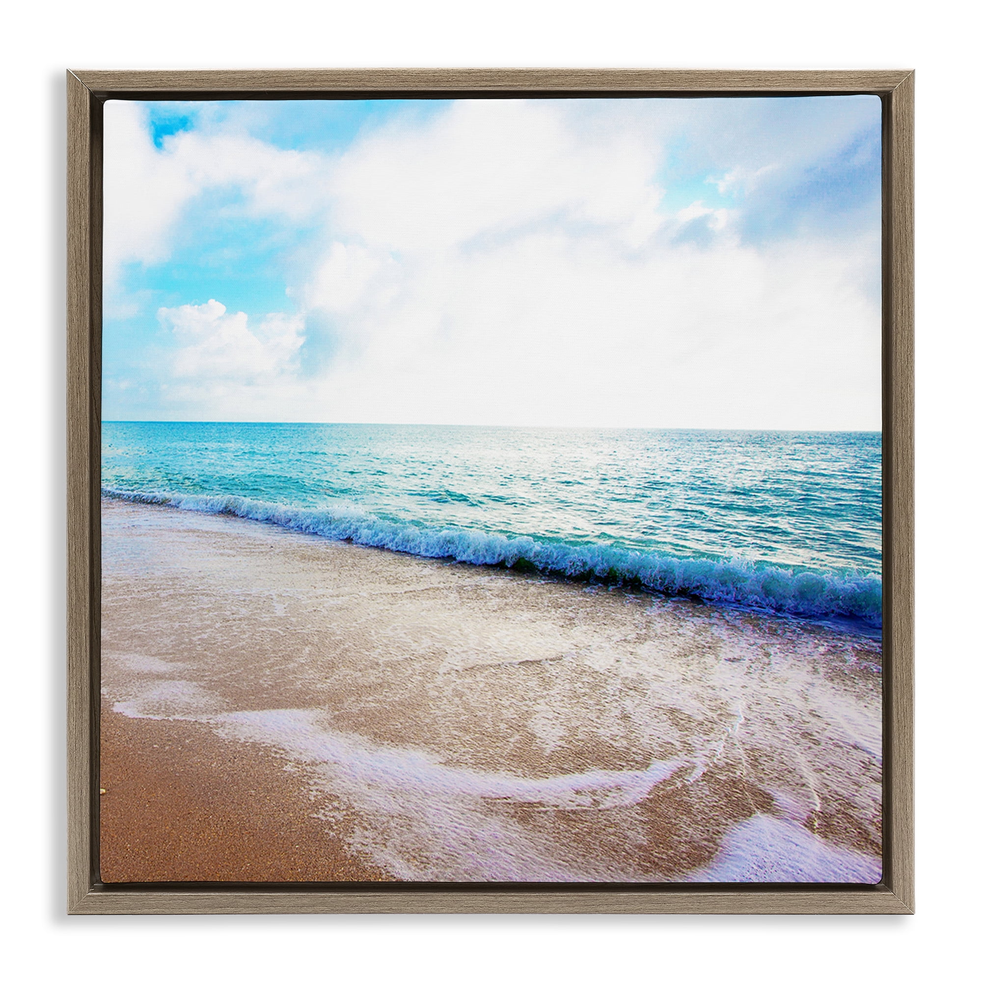 Stupell Industries Billowing Beach Wave Nautical & Beach Photography Brown Floater Framed Canvas Art Print Wall Art, 18 x 18