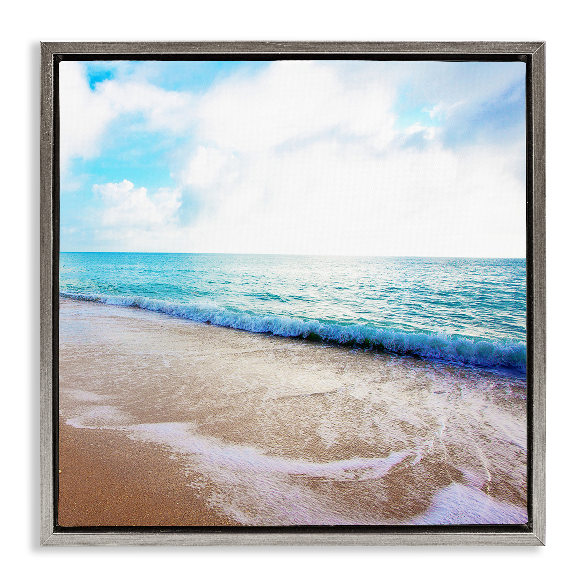 Stupell Industries Billowing Beach Wave Nautical & Beach Photography Gray Floater Framed Canvas Art Print Wall Art, 25 x 25