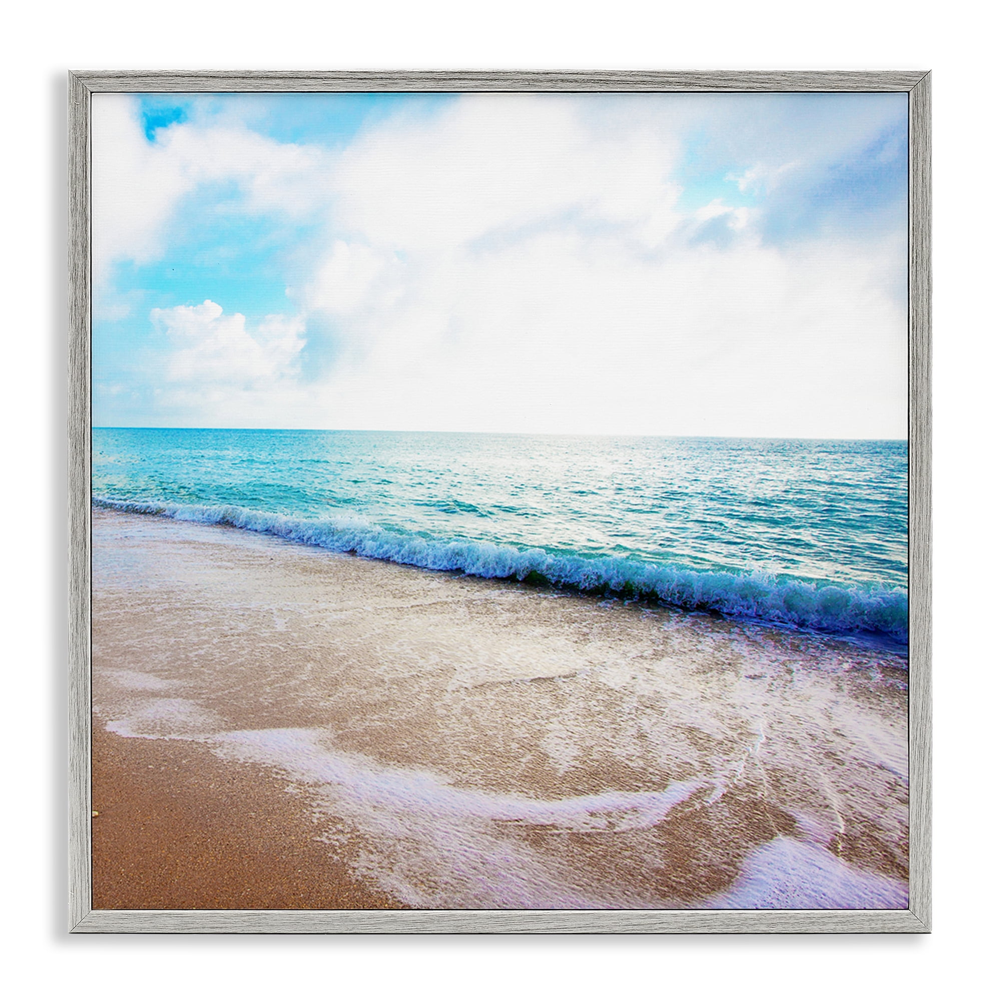 Stupell Industries Billowing Beach Wave Nautical & Beach Photography Gray Framed Art Print Wall Art, 12 x 12