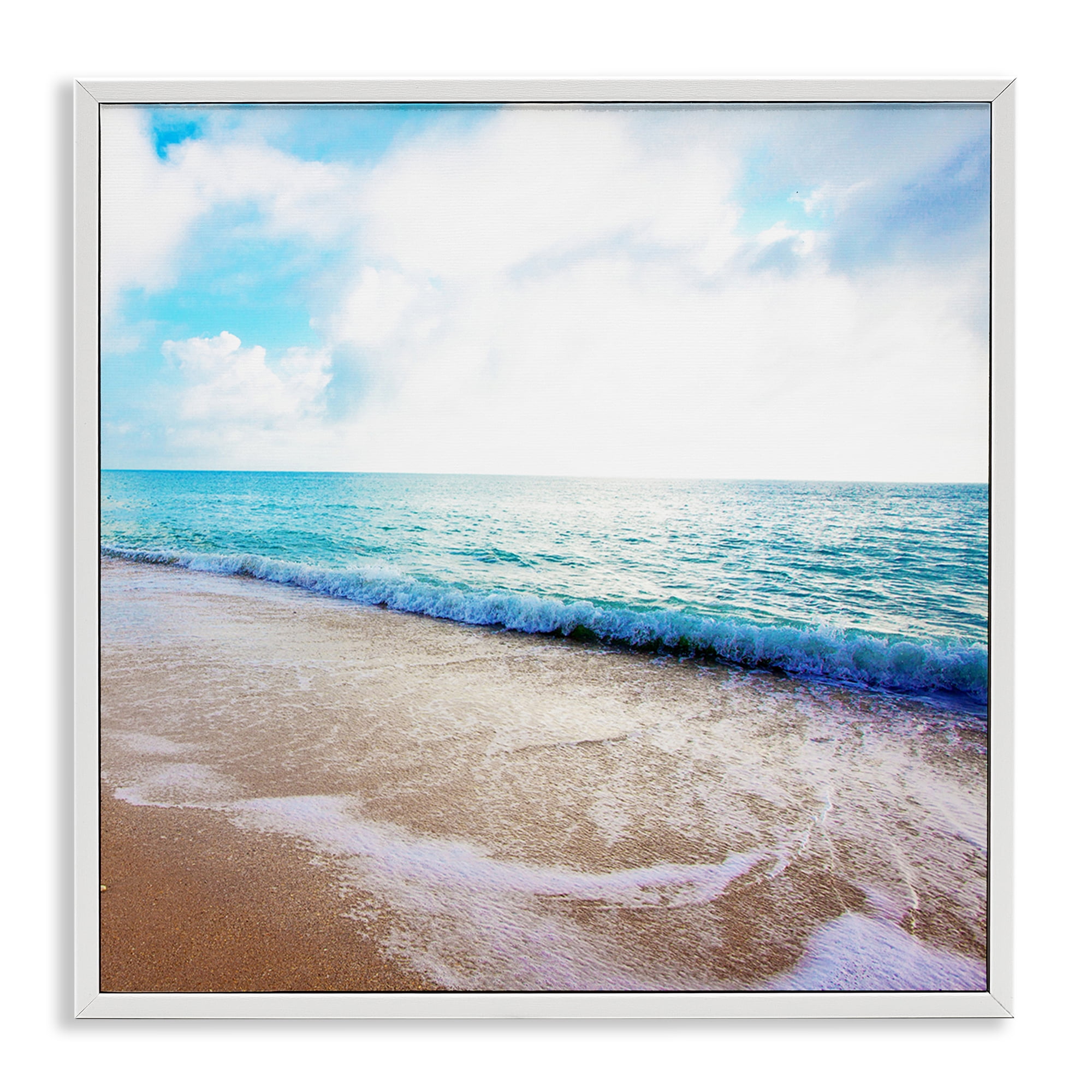 Stupell Industries Billowing Beach Wave Nautical & Beach Photography White Framed Art Print Wall Art, 24 x 24