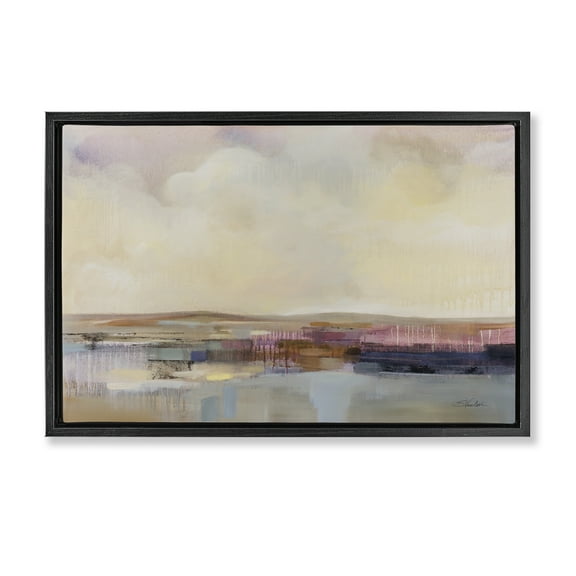 Stupell Industries Billowing Clouds Abstraction Landscape & Nature Painting Black Floater Framed Canvas Art Print Wall Art, 25 x 17