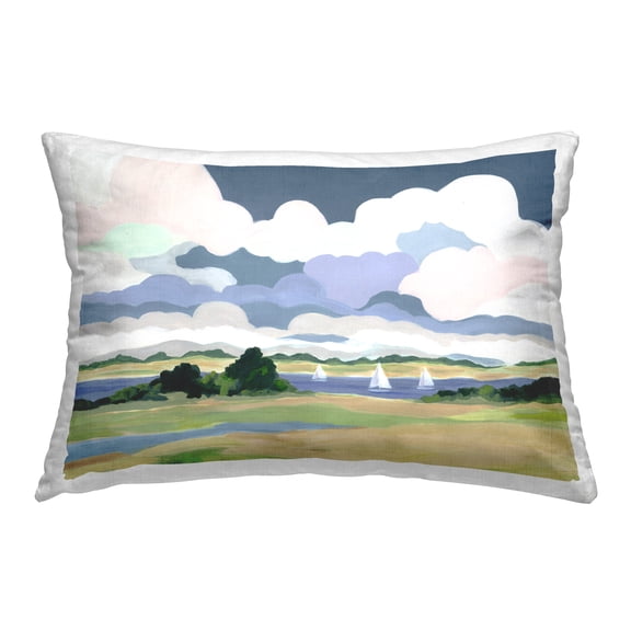 Stupell Industries Billowing Clouds Countryside Decorative Printed Throw Pillow Design by Jennifer Brinley.