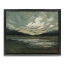 Stupell Industries Billowing Clouds Landscape Landscape & Nature Painting Black Floater Framed Canvas Art Print Wall Art, 21 x 17