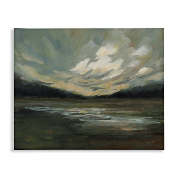 Stupell Industries Billowing Clouds Landscape Landscape & Nature Painting Wrapped Canvas Art Print Wall Art, 40 x 30