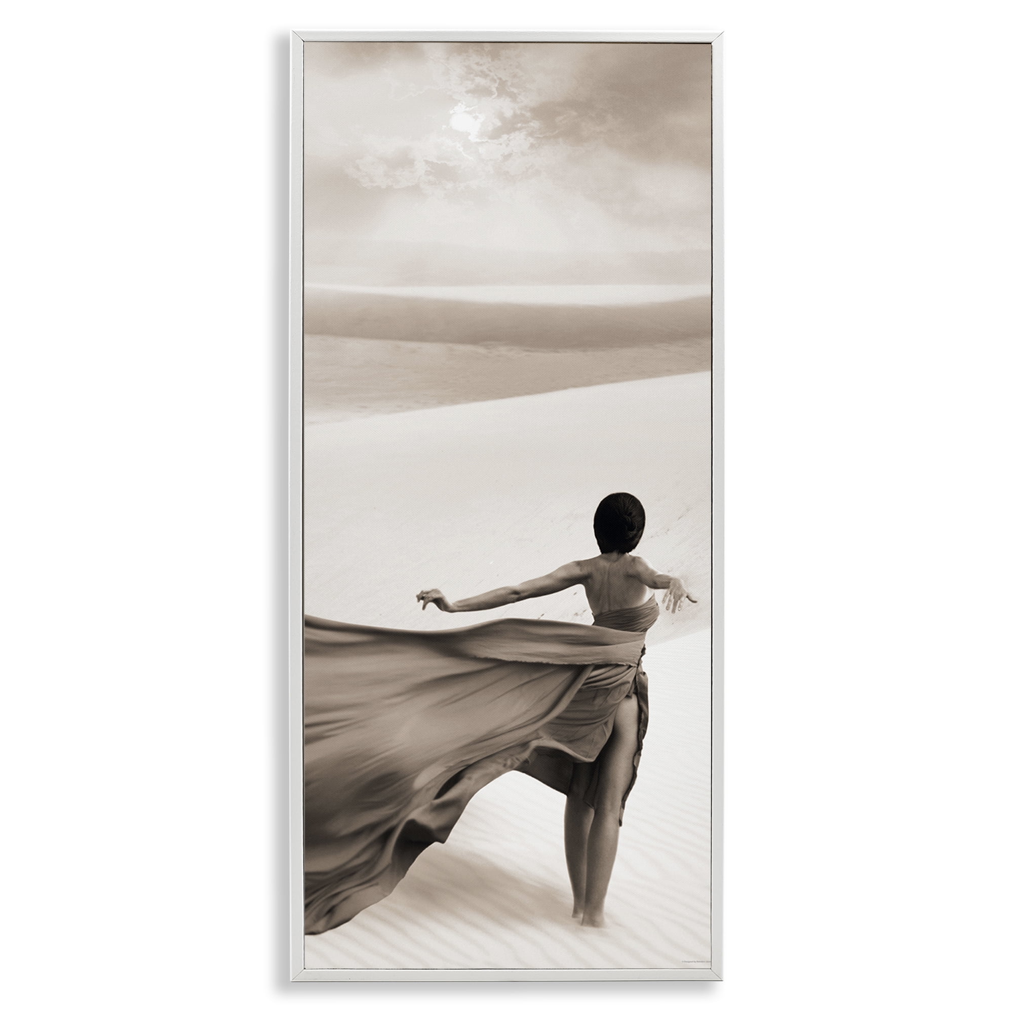 Stupell Industries Billowing Dress in Desert People Painting White Framed Art Print Wall Art, 13 x 30