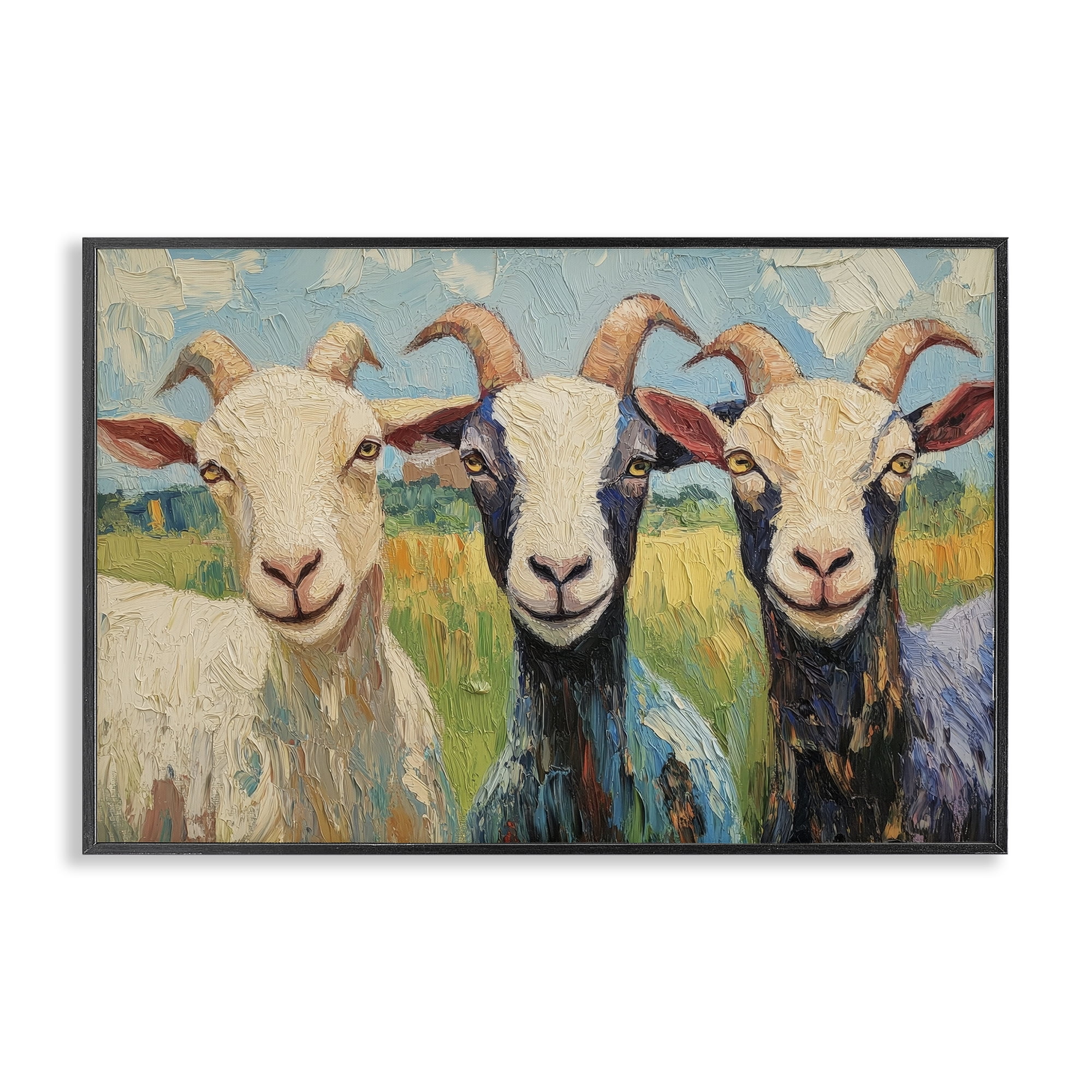 Stupell Industries Billy Goats in Bright Pasture Black Framed Giclee Art, design by Petal Prints Design