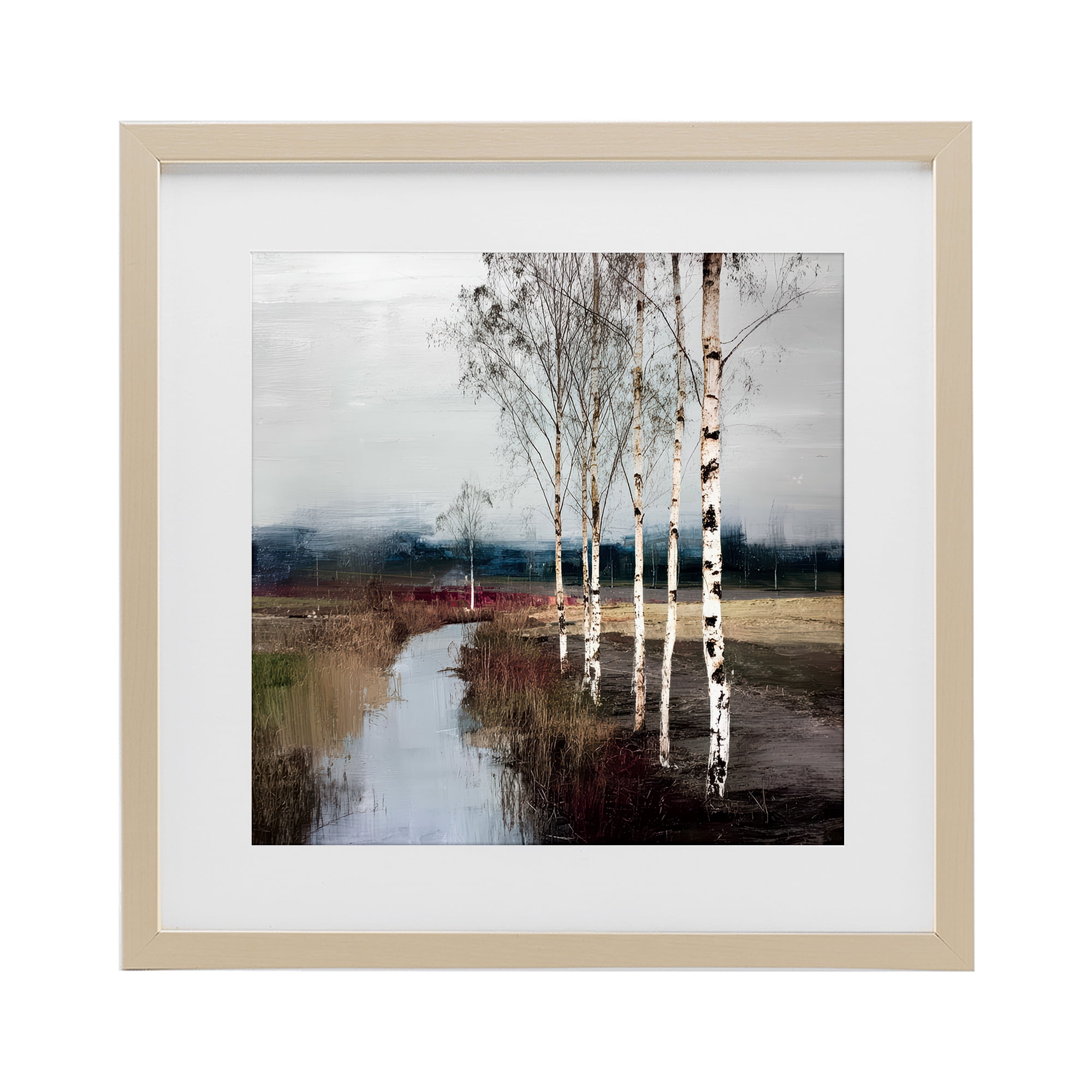 Stupell Industries Birch Creek River Birch Framed Print Under Glass, design by Kim Curinga