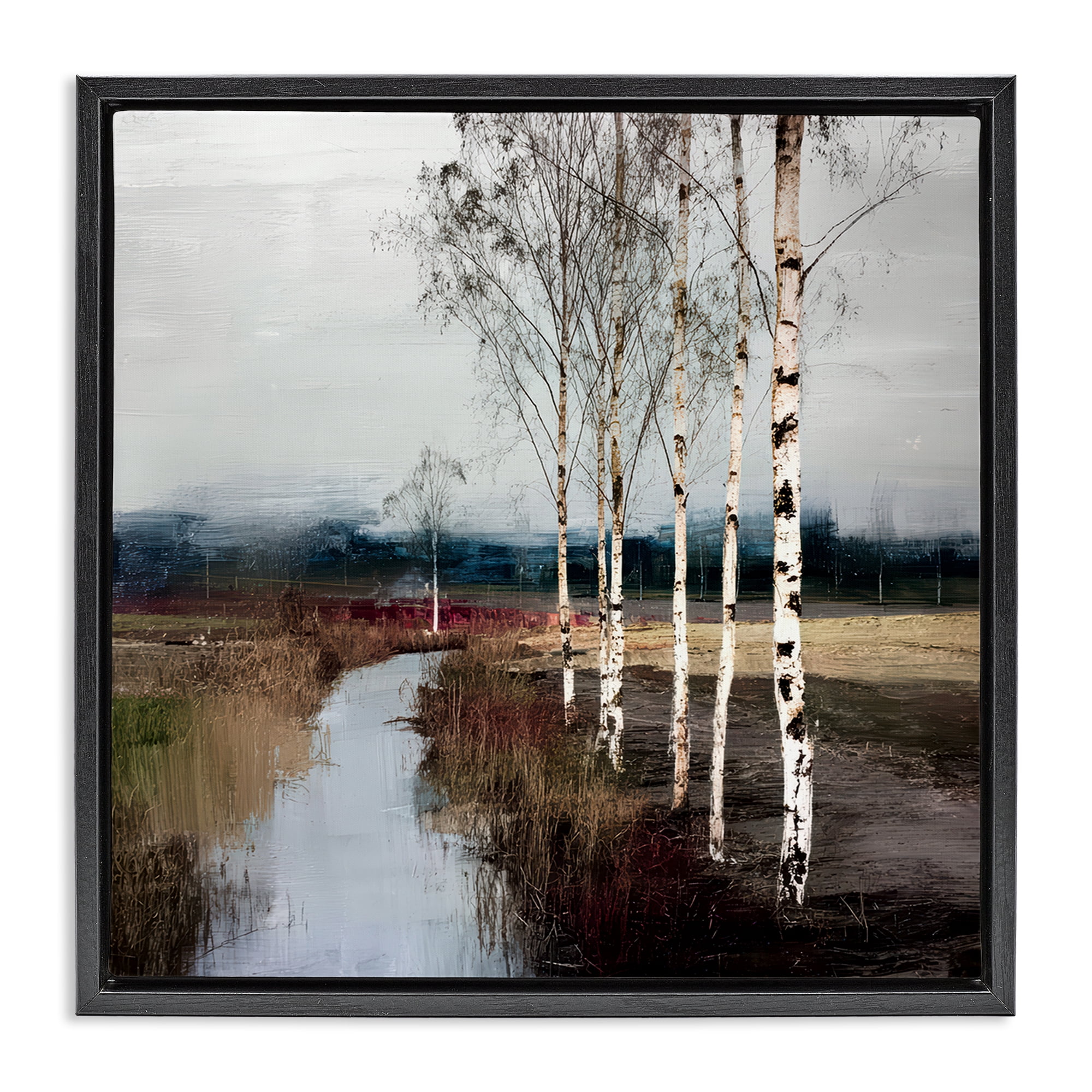 Stupell Industries Birch Creek River Black Framed Floater Canvas Wall Art, design by Kim Curinga