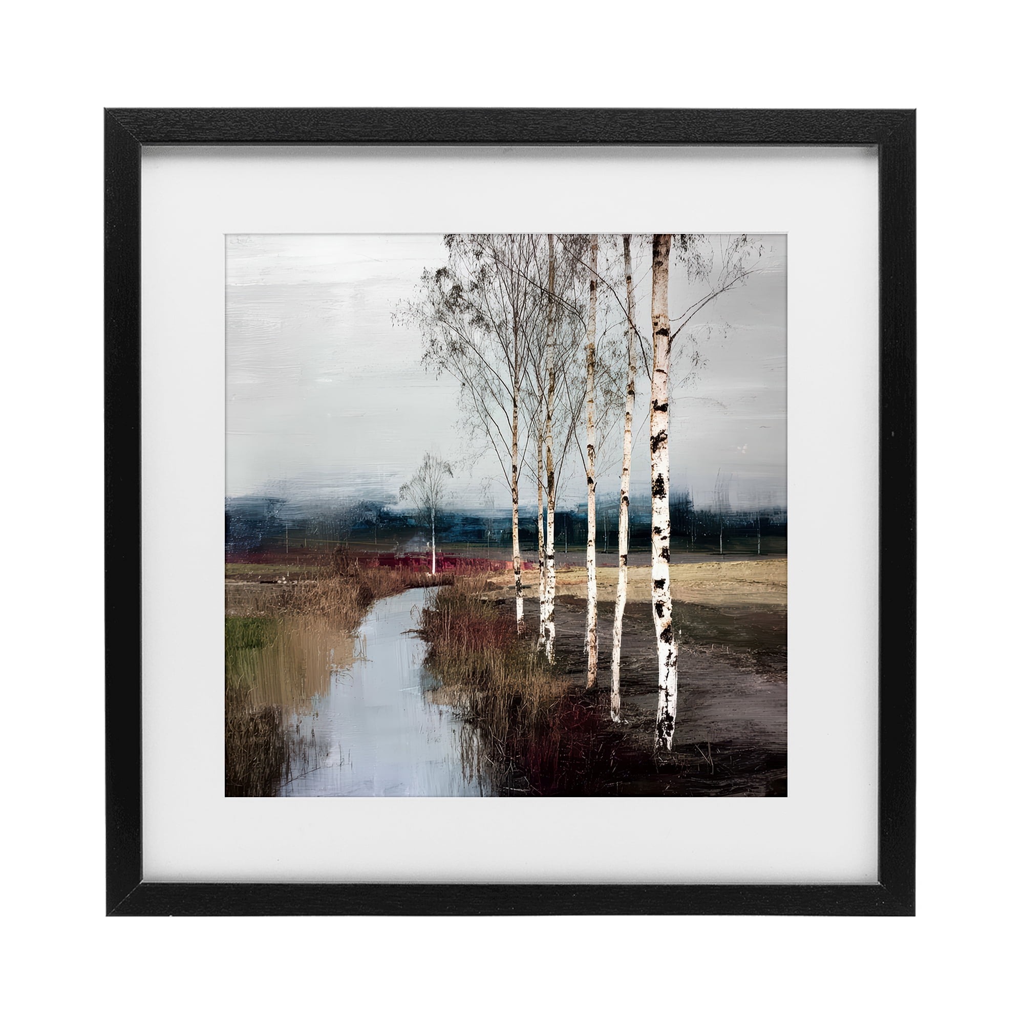 Stupell Industries Birch Creek River Black Framed Print Under Glass, design by Kim Curinga