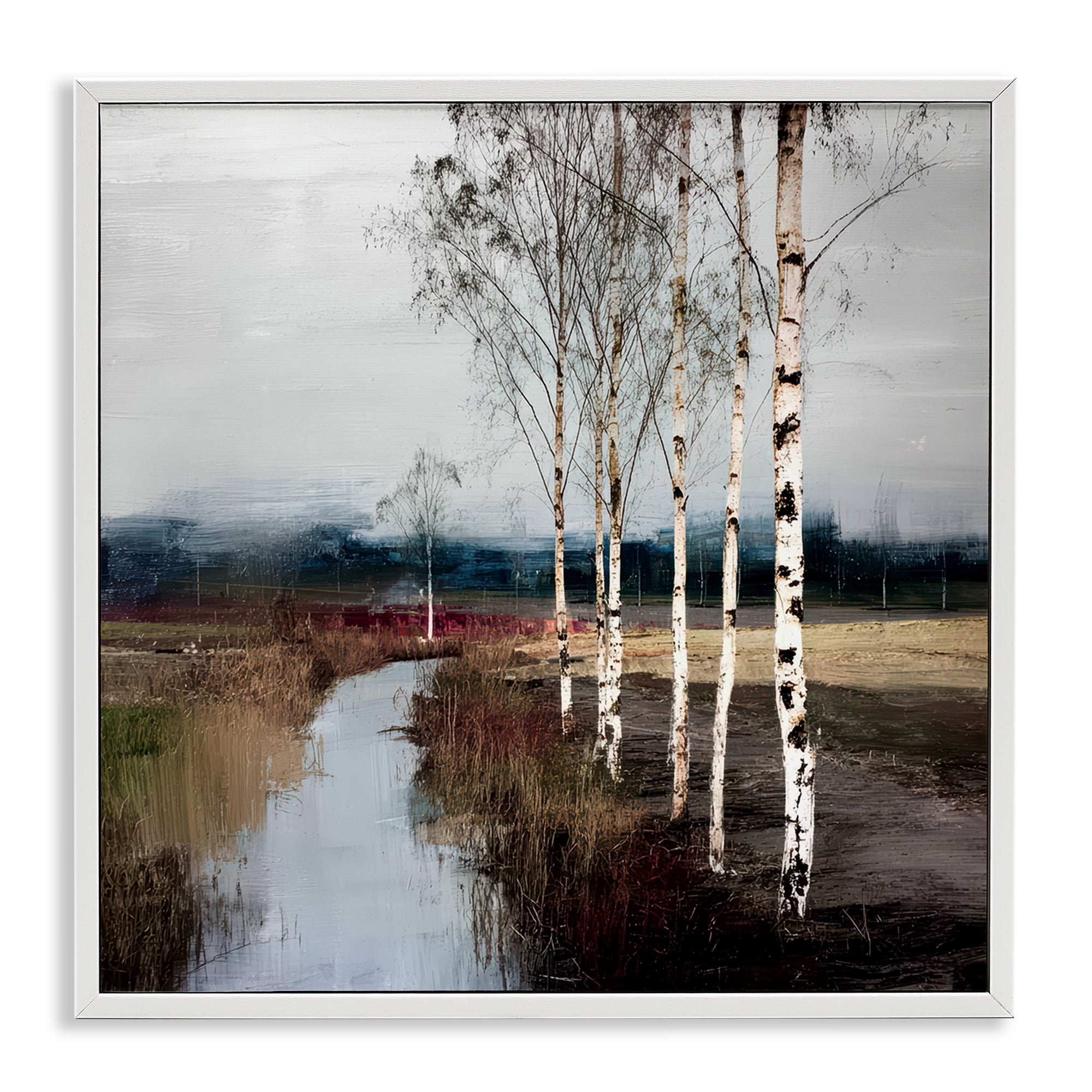 Stupell Industries Birch Creek River White Framed Giclee Art, design by Kim Curinga