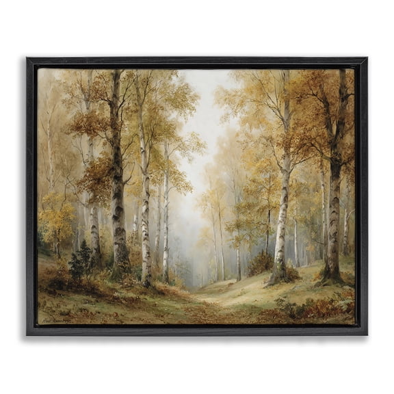Stupell Industries Birch Forest Pathway Black Framed Floater Canvas Wall Art, design by LSR Design Studio