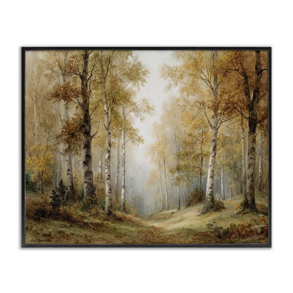 Stupell Industries Birch Forest Pathway Black Framed Giclee Art, design by LSR Design Studio