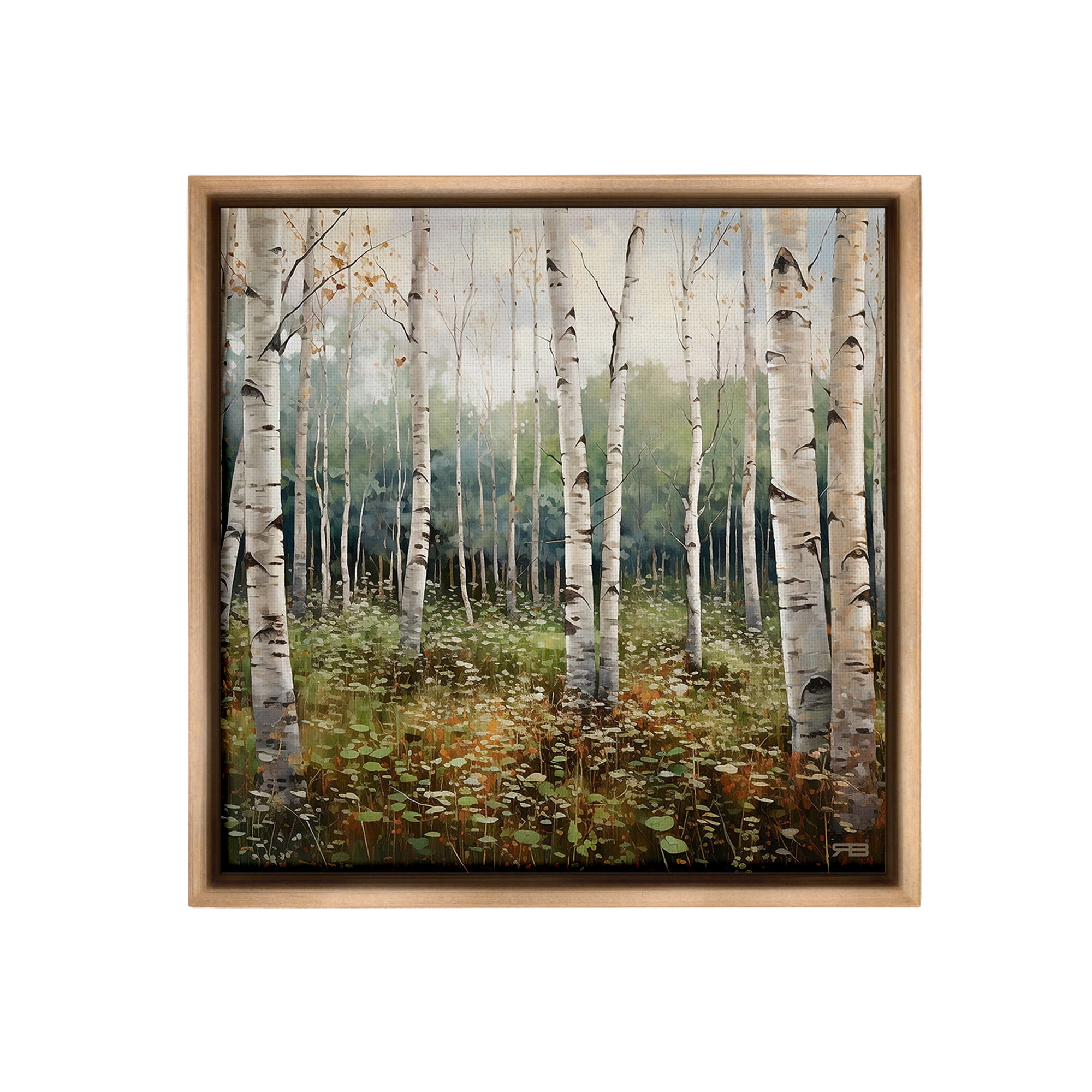 Stupell Industries Birch Forest Vegetation Landscape Painting Brown Floater Framed Canvas Art Print Wall Art, 25 x 25