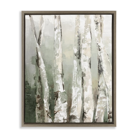 Stupell Industries Birch Green Forest Brown Framed Floater Canvas Wall Art design by Luna Mavis, 31 x 25