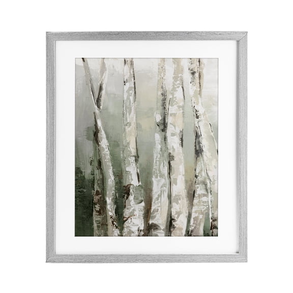 Stupell Industries Birch Green Forest Gray Framed Print Under Glass design by Luna Mavis, 16 x 13