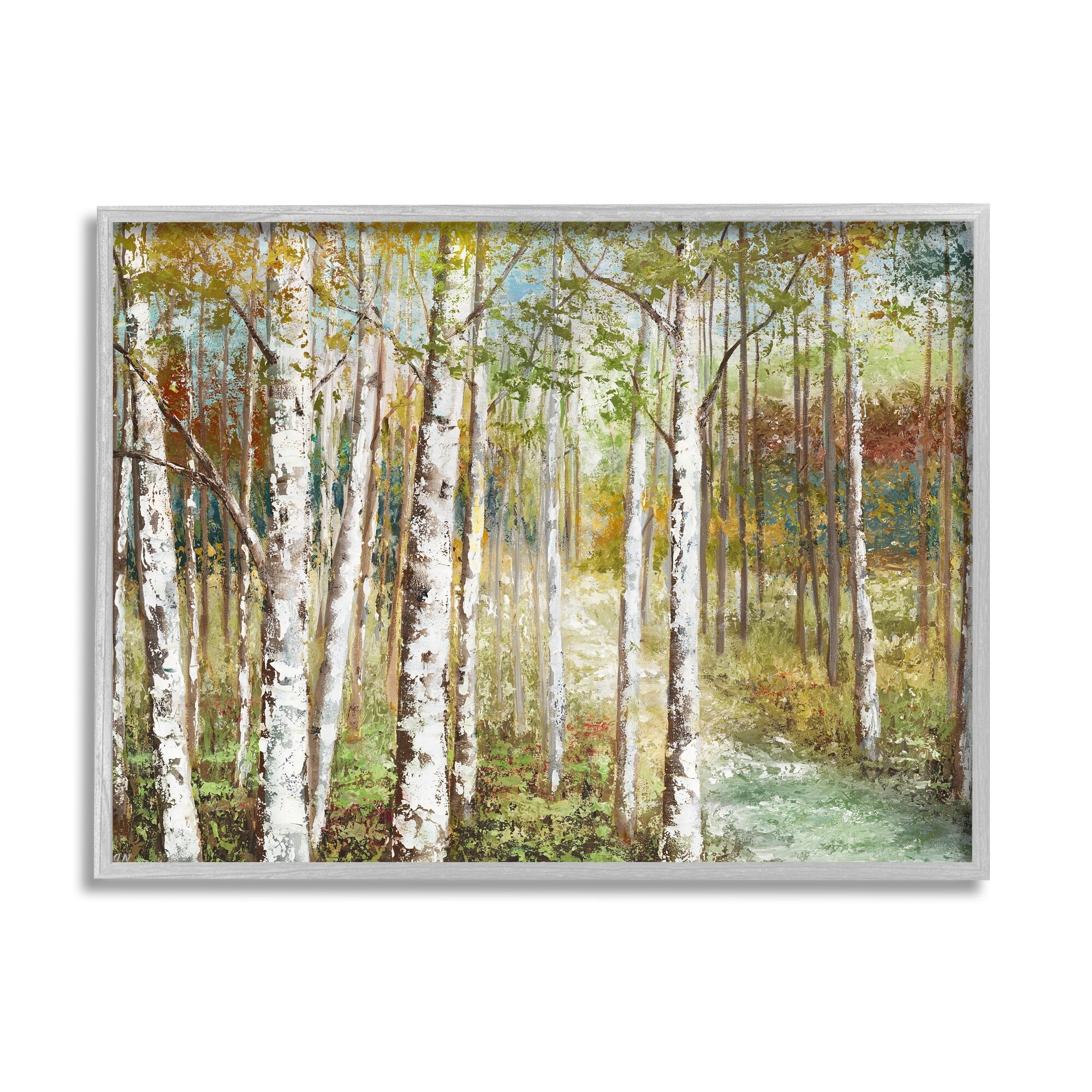 Stupell Industries Birch Orchard Grove Hiking Path Passage Impressionist Painting,20 x 16, Design by Nan