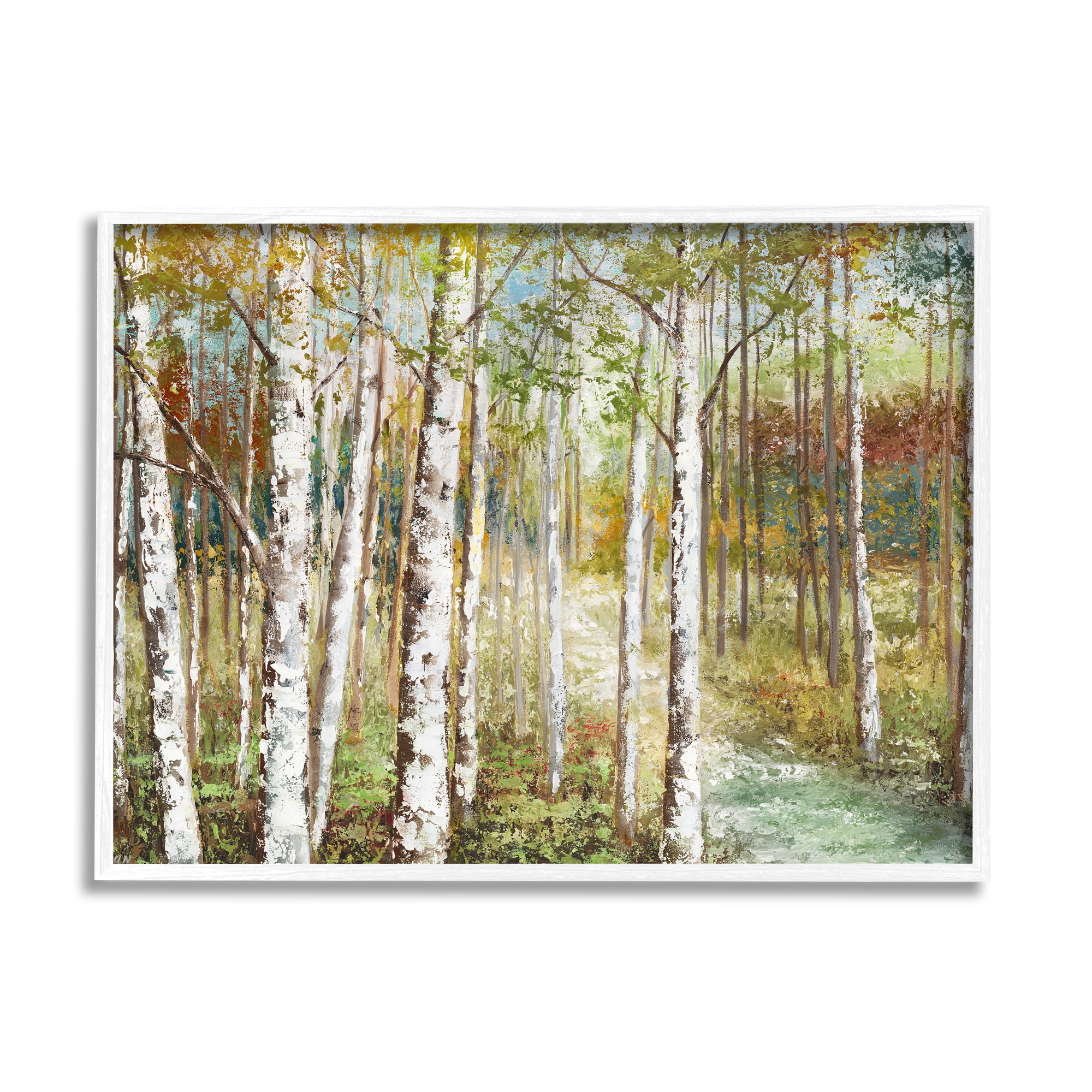 Stupell Industries Birch Orchard Grove Hiking Path Passage Impressionist Painting,30 x 24, Design by Nan