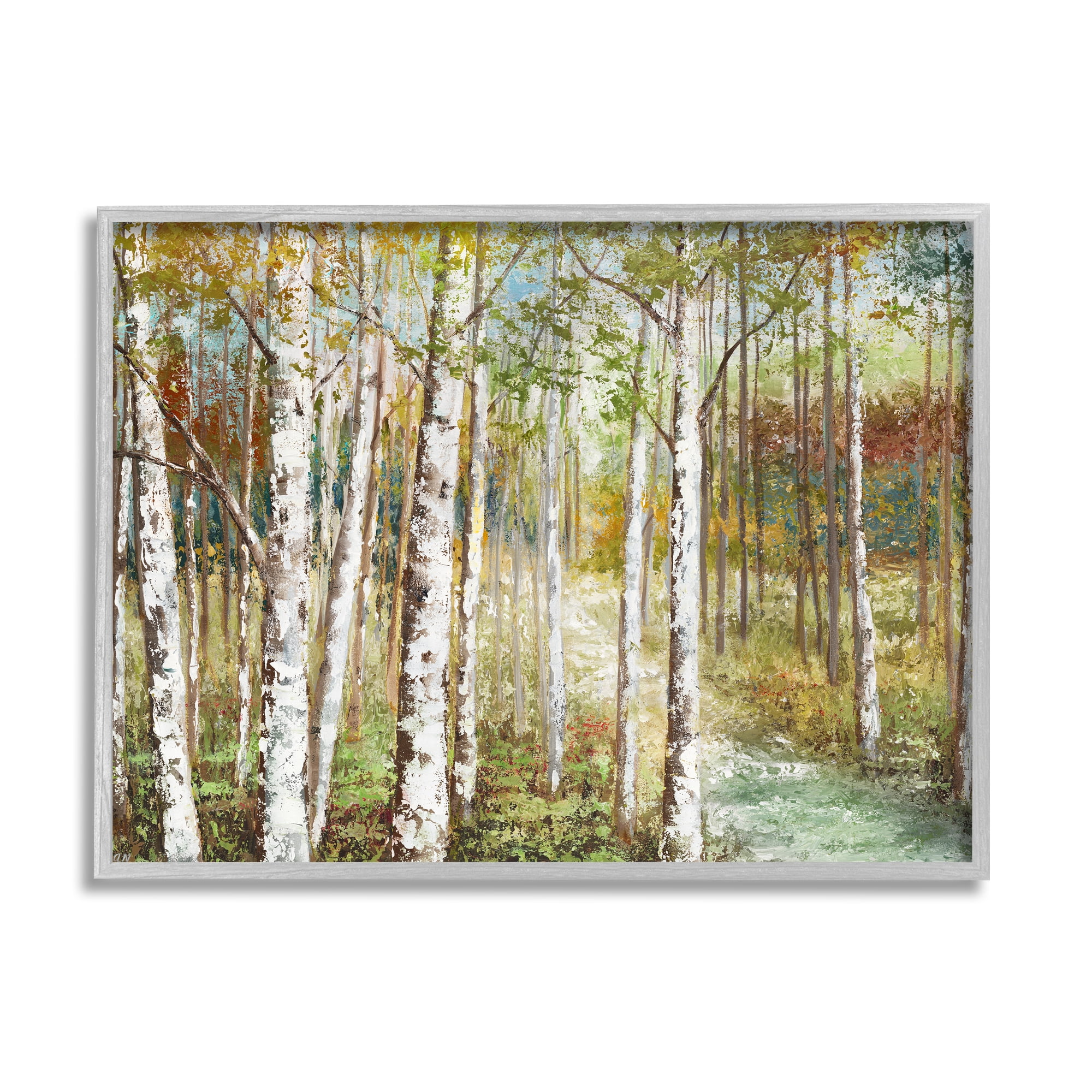 Stupell Industries Birch Orchard Grove Hiking Path Passage Impressionist Painting,30 x 24, Design by Nan